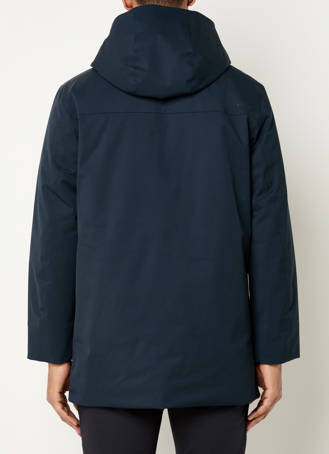 NN.07 Blake gewatteerde parka met capuchon en ritszakken  - achterkant 4 donkerblauw