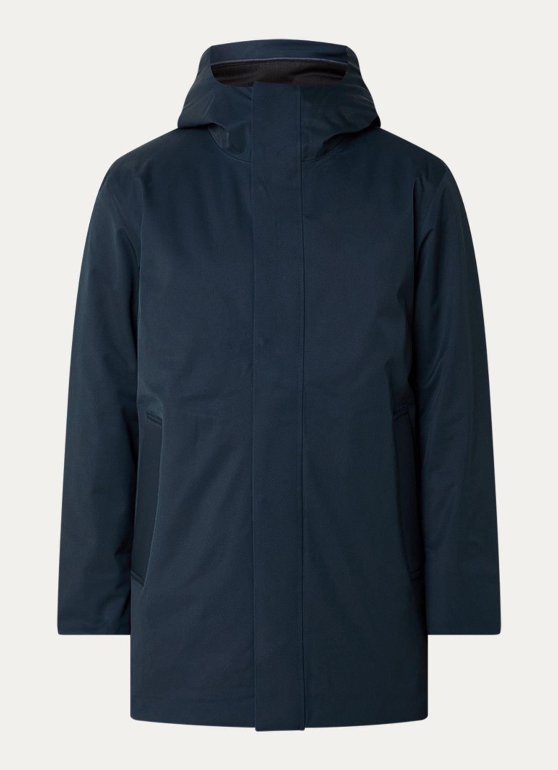 NN.07 Blake gewatteerde parka met capuchon en ritszakken  - voorkant 2 donkerblauw
