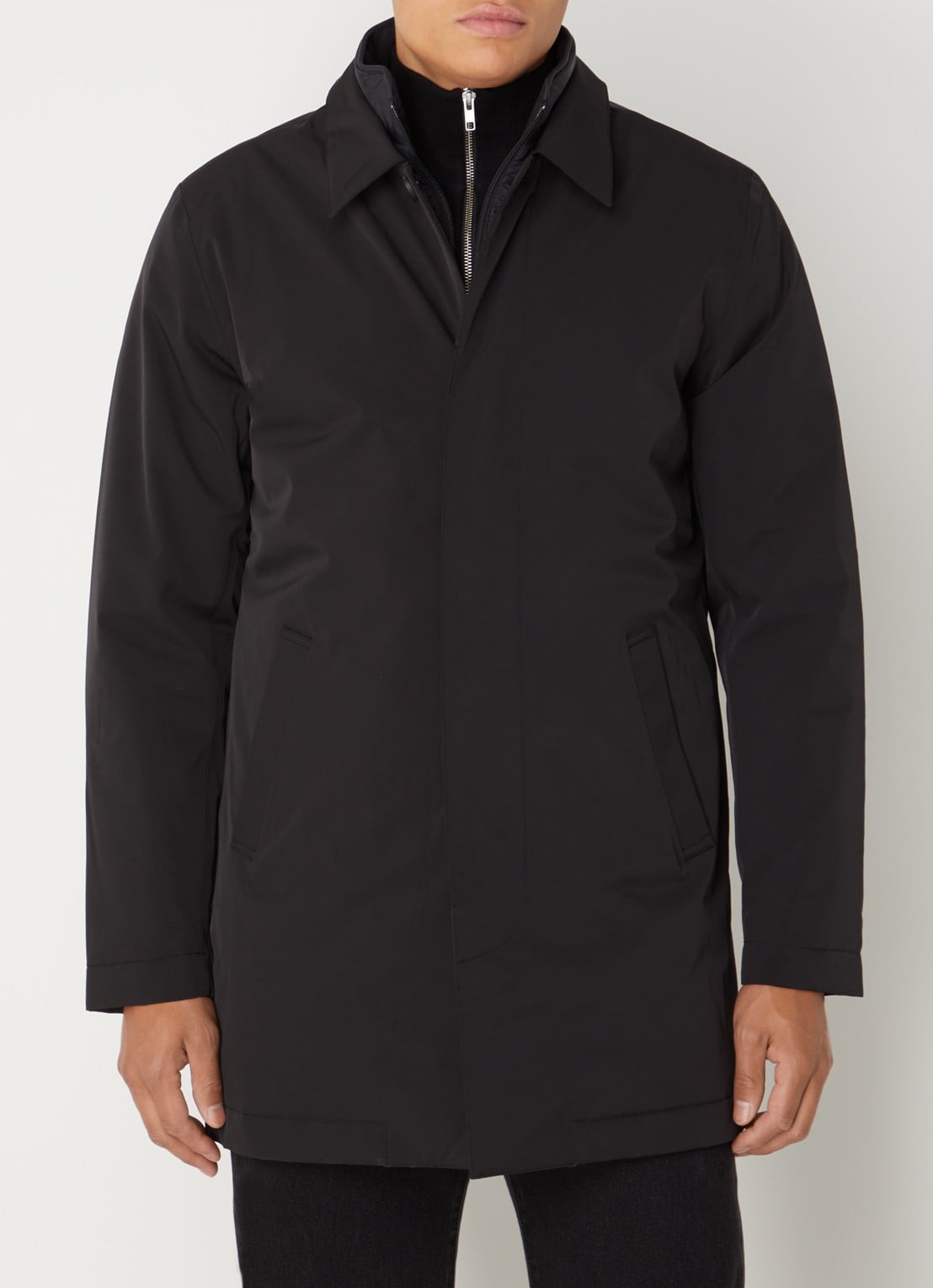 NN.07 Blake gewatteerde trenchcoat met uitneembare voering - detail zwart
