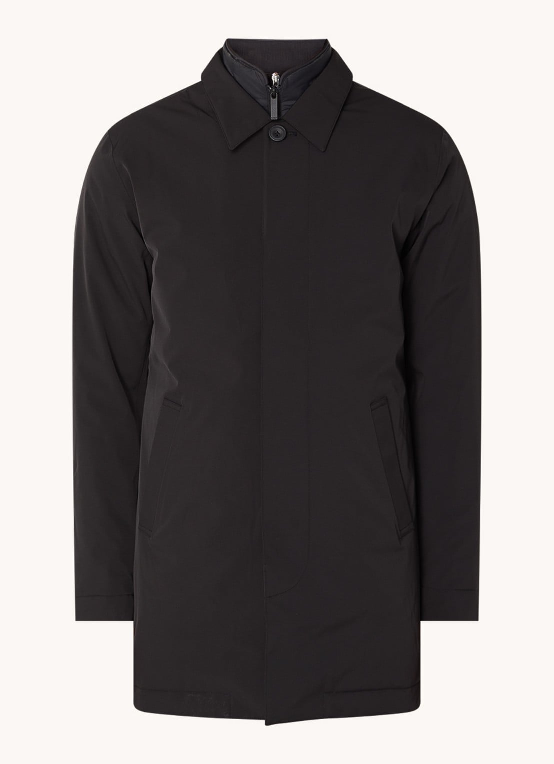 NN.07 Blake gewatteerde trenchcoat met uitneembare voering - voorkant 3 zwart