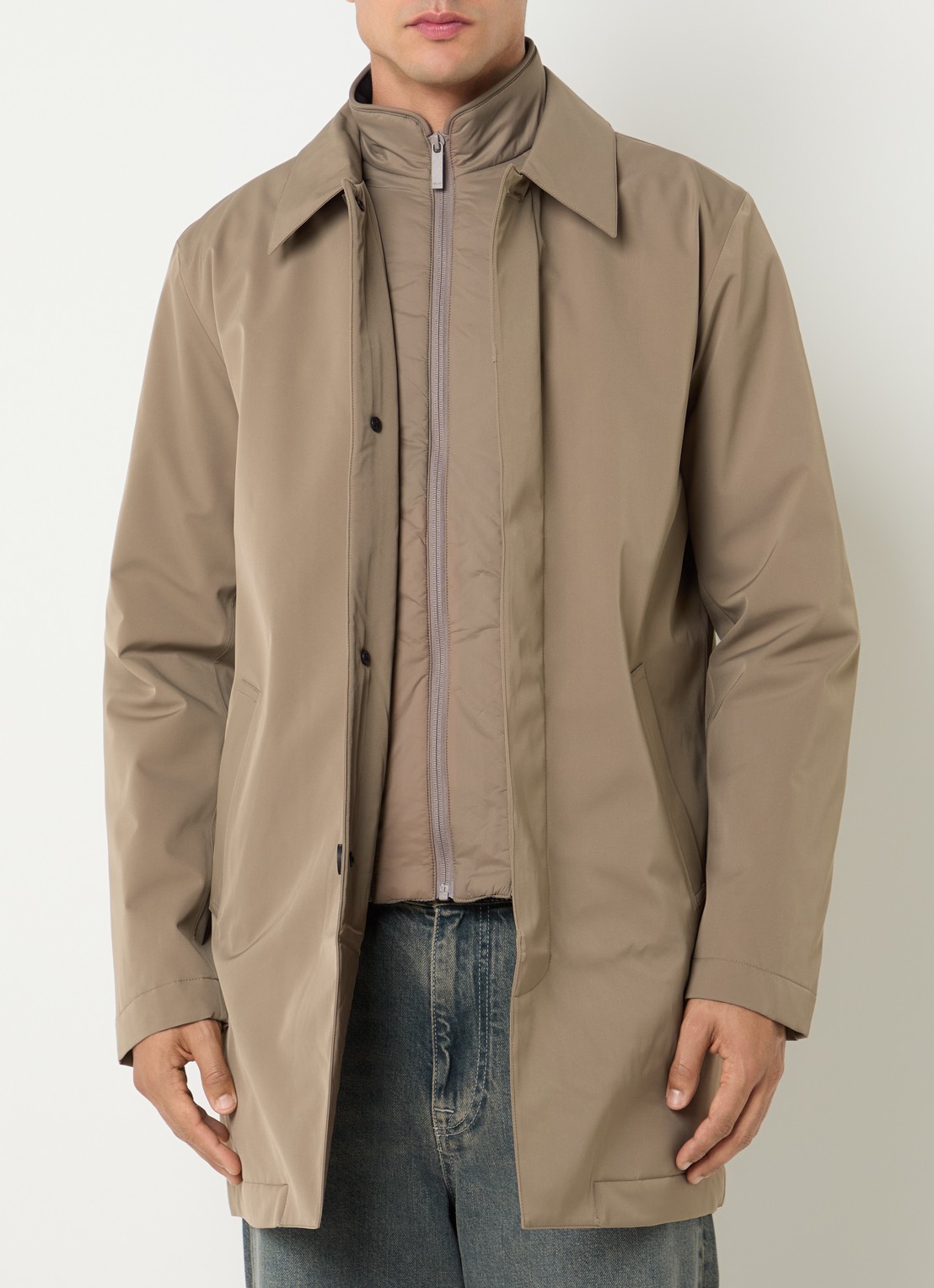 NN.07 Blake gewatteerde trenchcoat met uitneembare voering - detail 4 beige