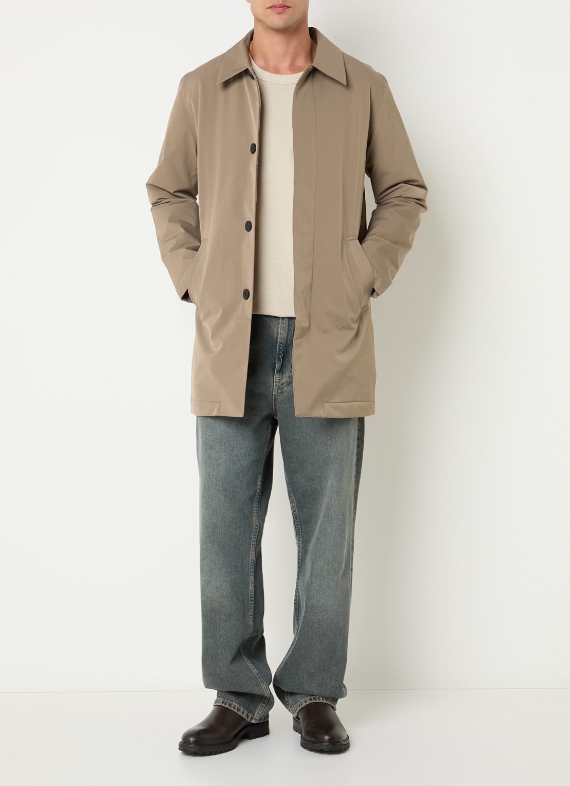 NN.07 Blake gewatteerde trenchcoat met uitneembare voering - voorkant 3 beige