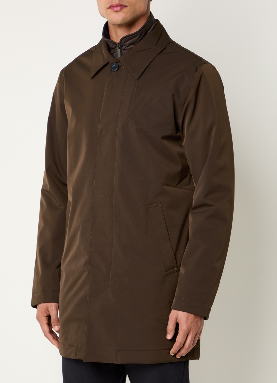 NN.07 Blake gewatteerde trenchcoat  met uitneembare voering - detail 4 donkerbruin