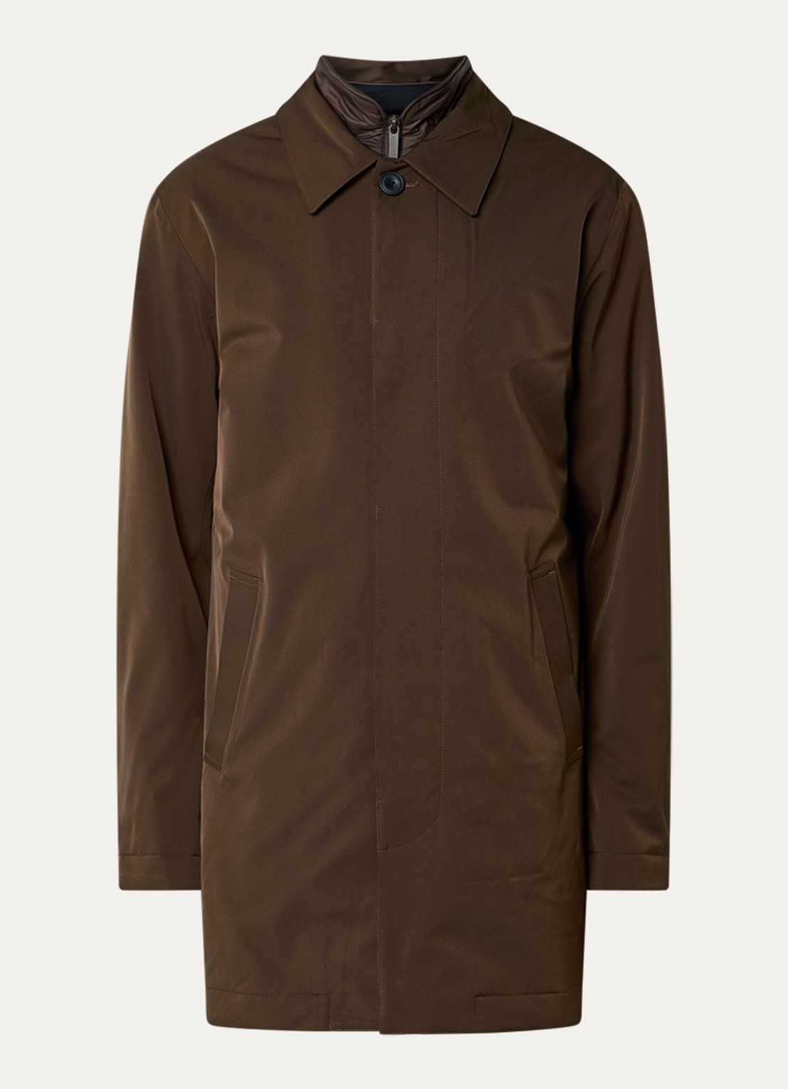 NN.07 Blake gewatteerde trenchcoat  met uitneembare voering - voorkant 2 donkerbruin