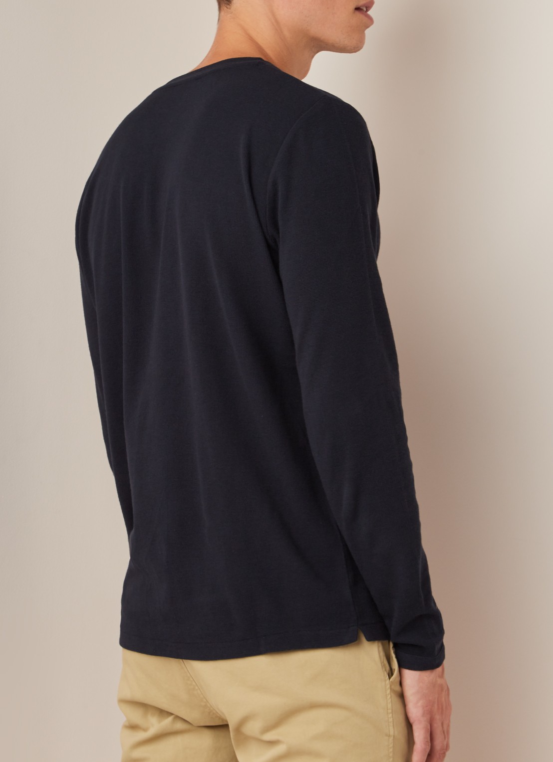 NN.07 Clive longsleeve in katoenblend met structuur - achterkant blauw