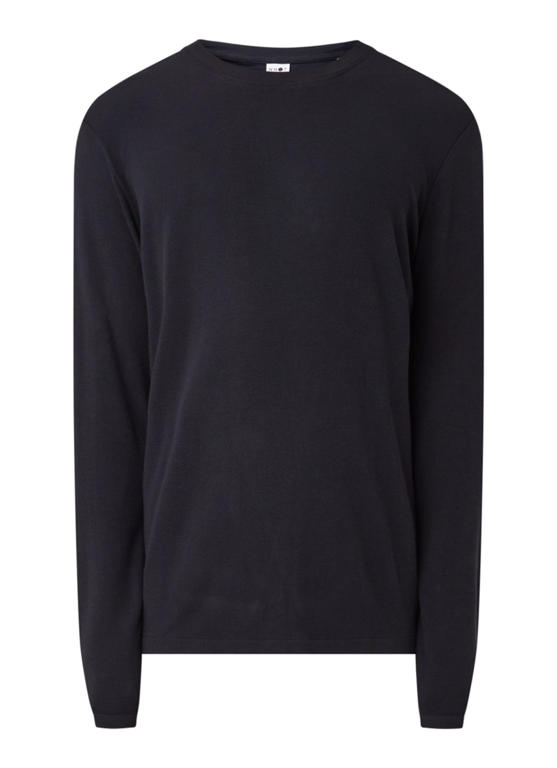 NN.07 Clive longsleeve in katoenblend met structuur - voorkant 3 blauw