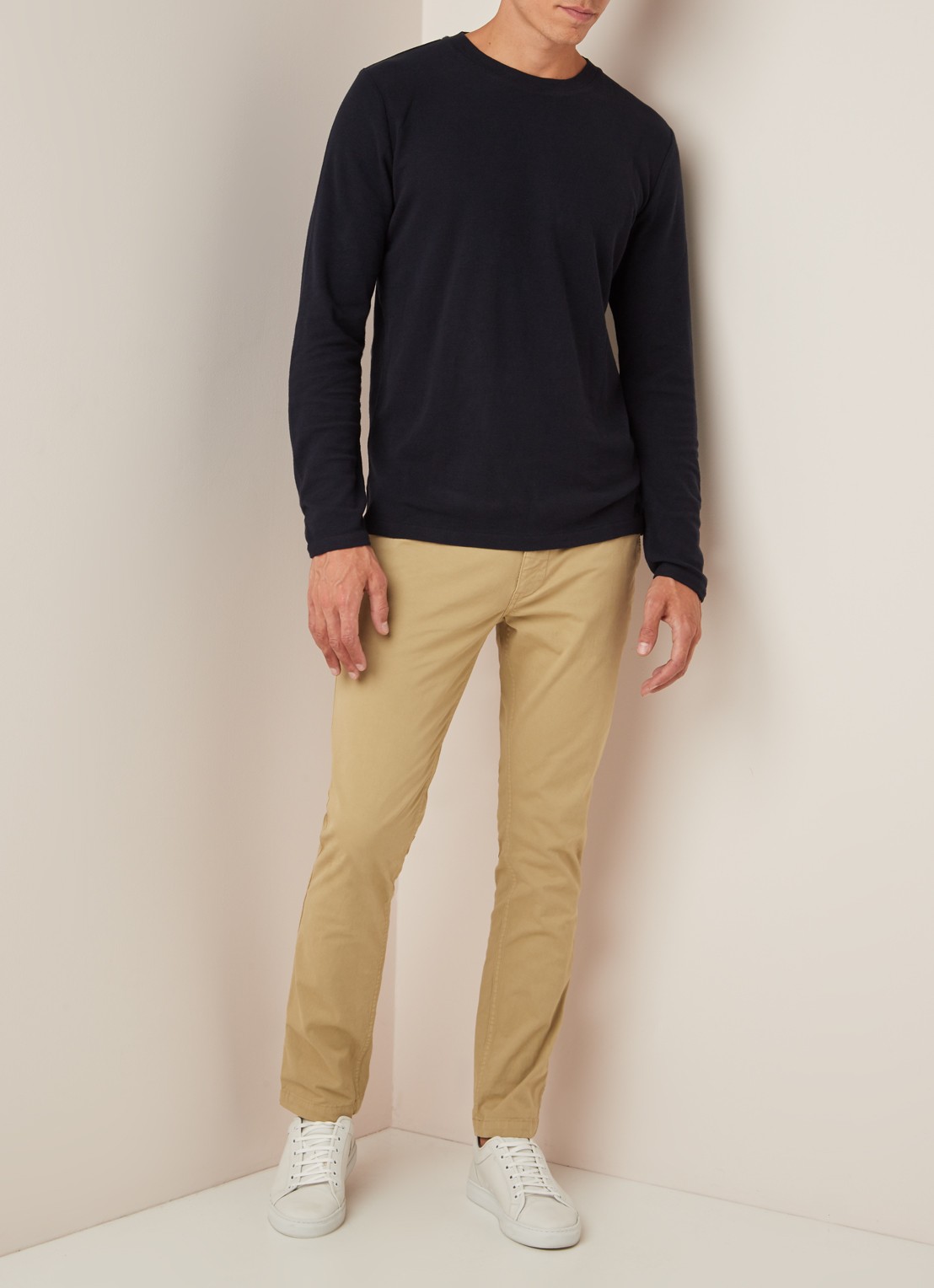 NN.07 Clive longsleeve in katoenblend met structuur - voorkant 4 blauw