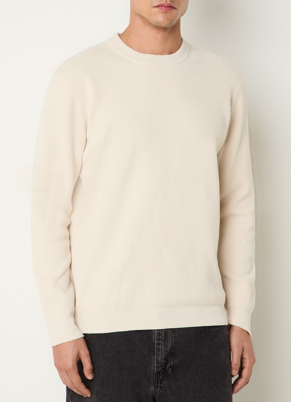NN.07 Danny grofgebreide pullover met ronde hals - detail 4 ivoor