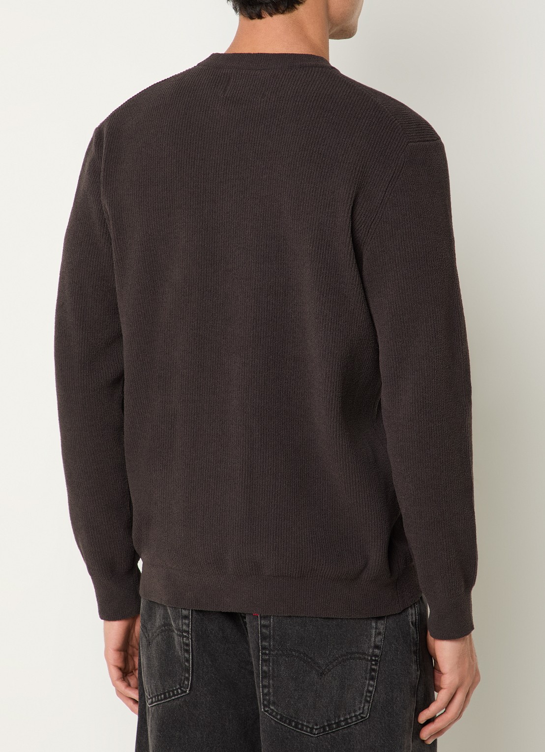 NN.07 Danny grofgebreide pullover met ronde hals - achterkant 4 donkerbruin