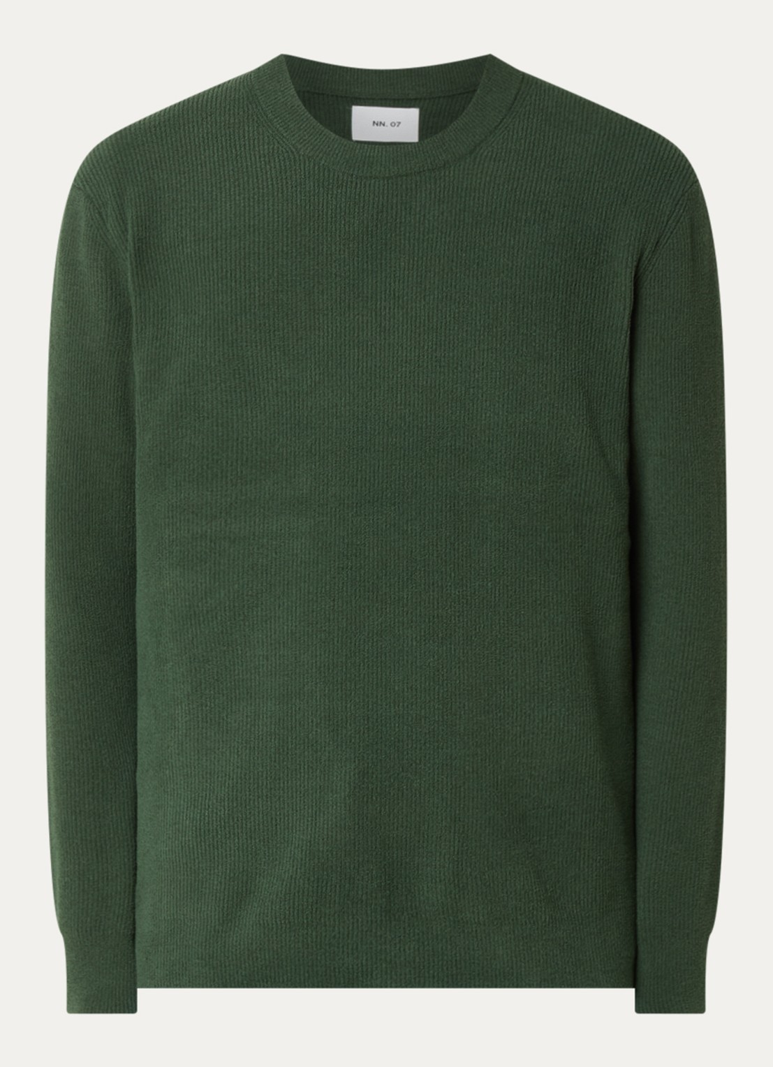NN.07 Danny grofgebreide pullover met ronde hals - voorkant groen