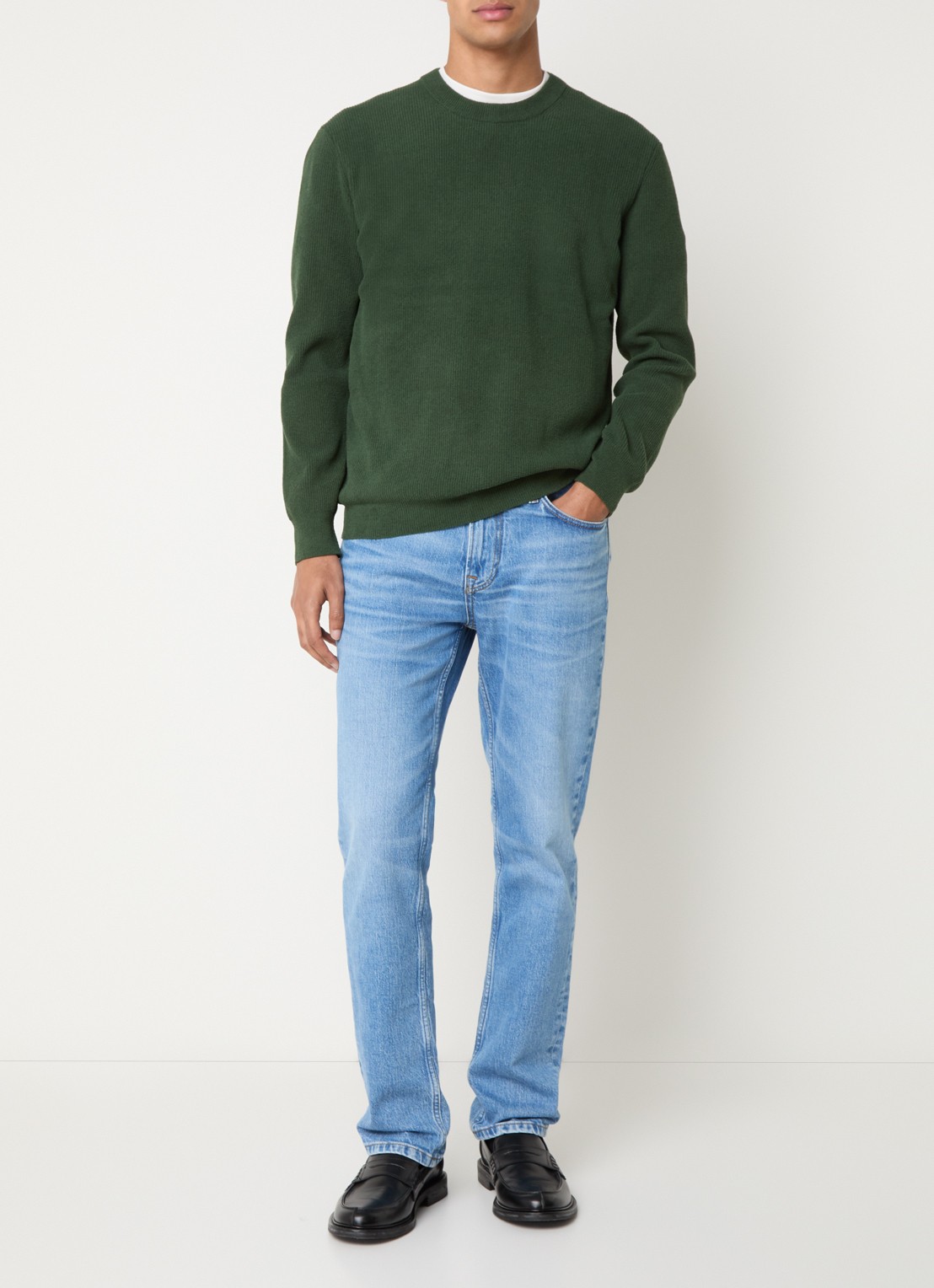 NN.07 Danny grofgebreide pullover met ronde hals - voorkant 2 groen