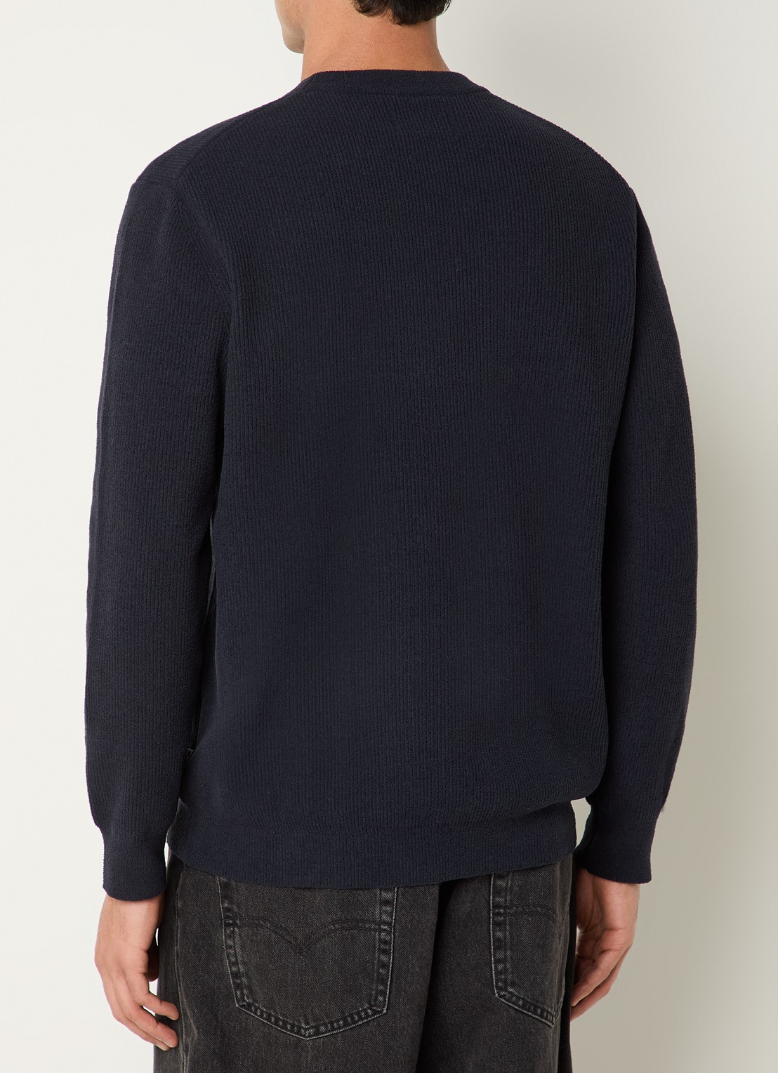 NN.07 Danny grofgebreide pullover met ronde hals - achterkant 3 donkerblauw