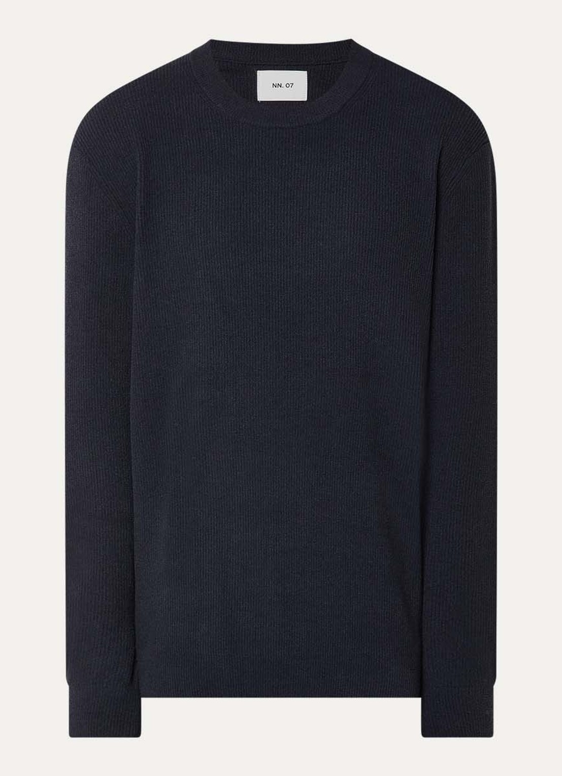 NN.07 Danny grofgebreide pullover met ronde hals - voorkant donkerblauw