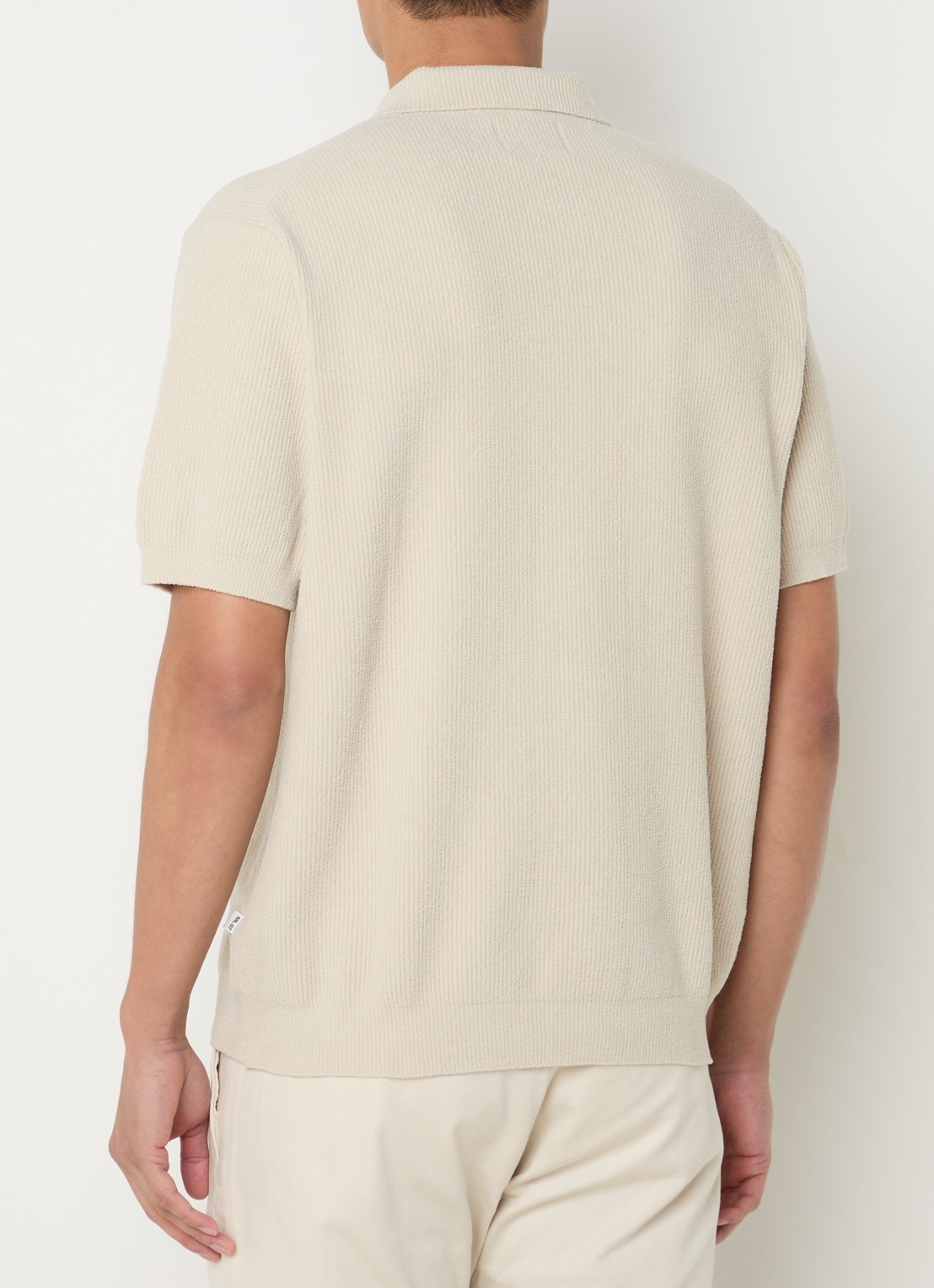 NN.07 Danny ribgebreide regular fit polo met halve rits - achterkant 4 beige