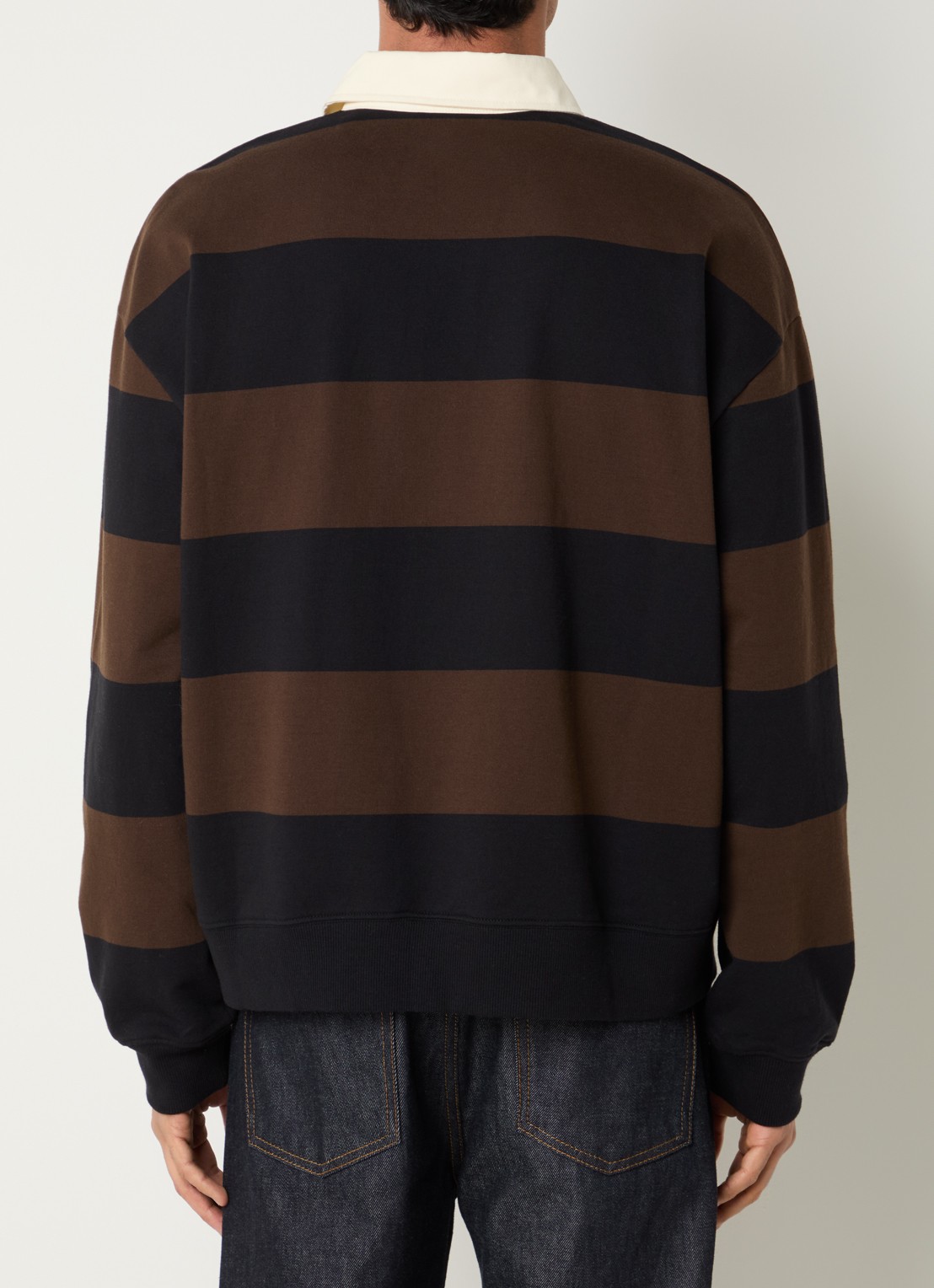 NN.07 David sweater met streepprint - achterkant bruin