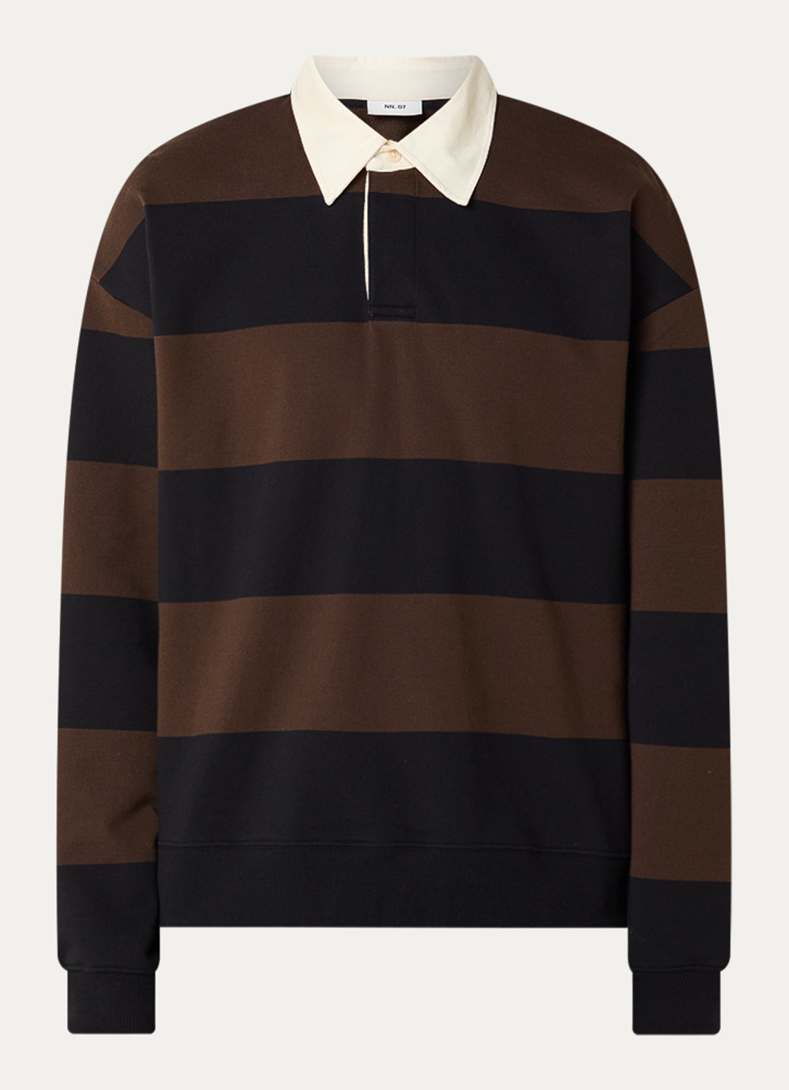 NN.07 David sweater met streepprint - voorkant 3 bruin