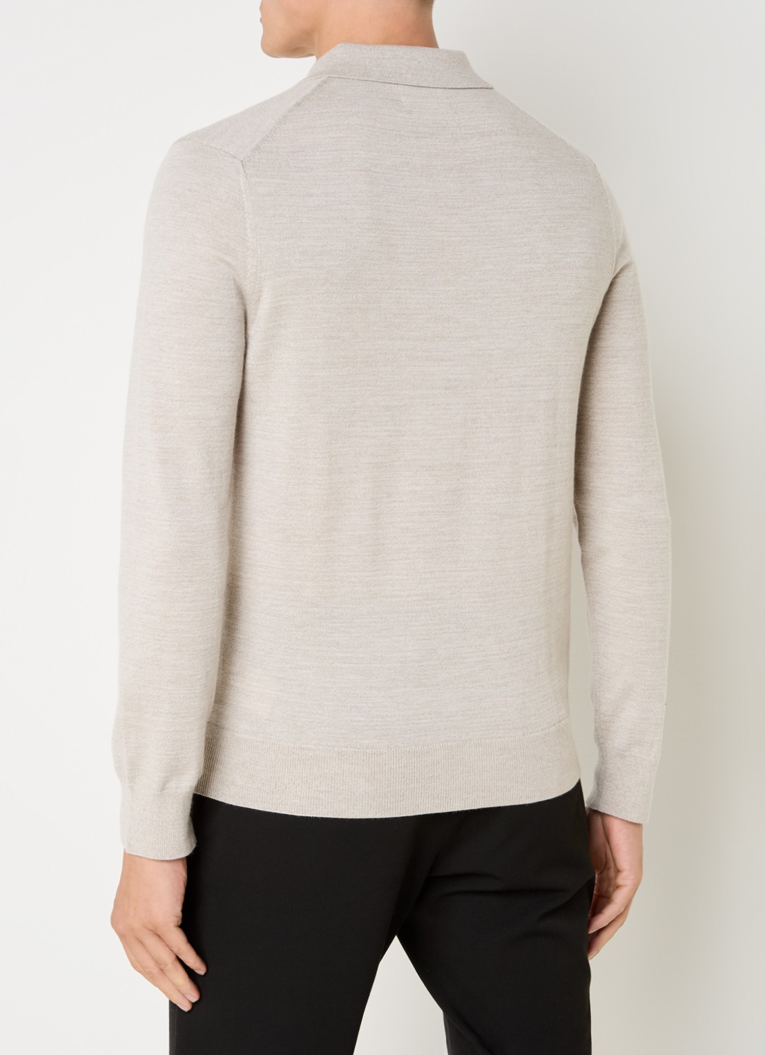 NN.07 Fijngebreide pullover van wol met polokraag - achterkant beige