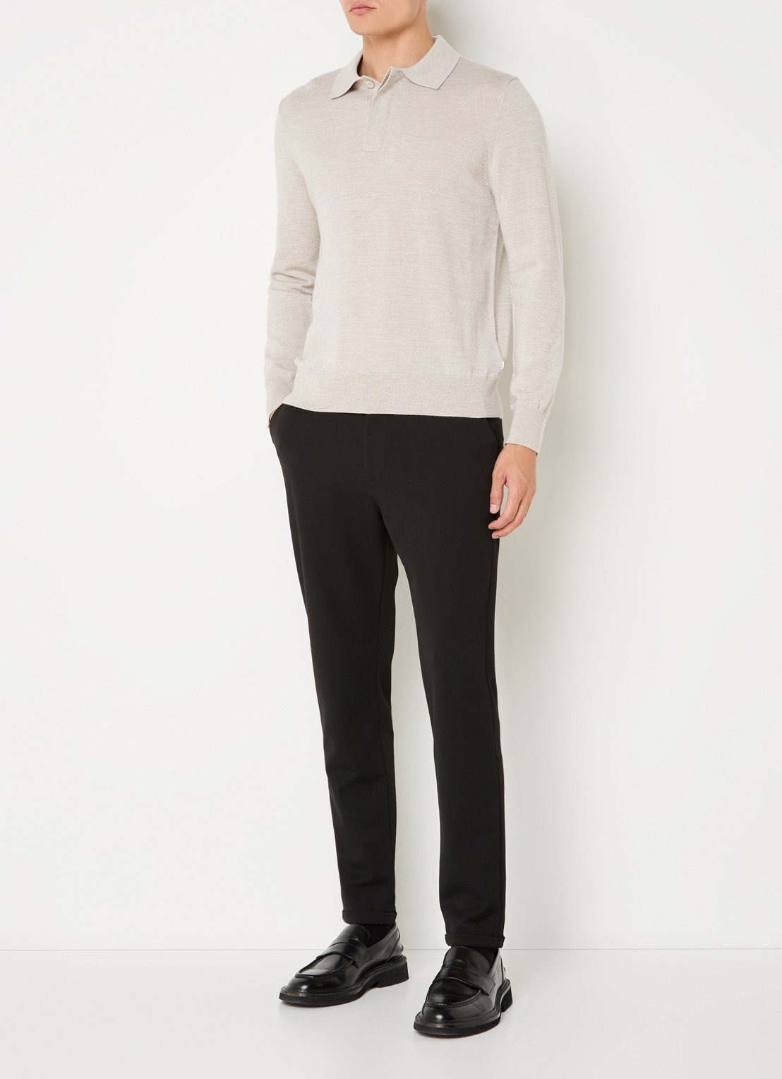 NN.07 Fijngebreide pullover van wol met polokraag - voorkant 4 beige