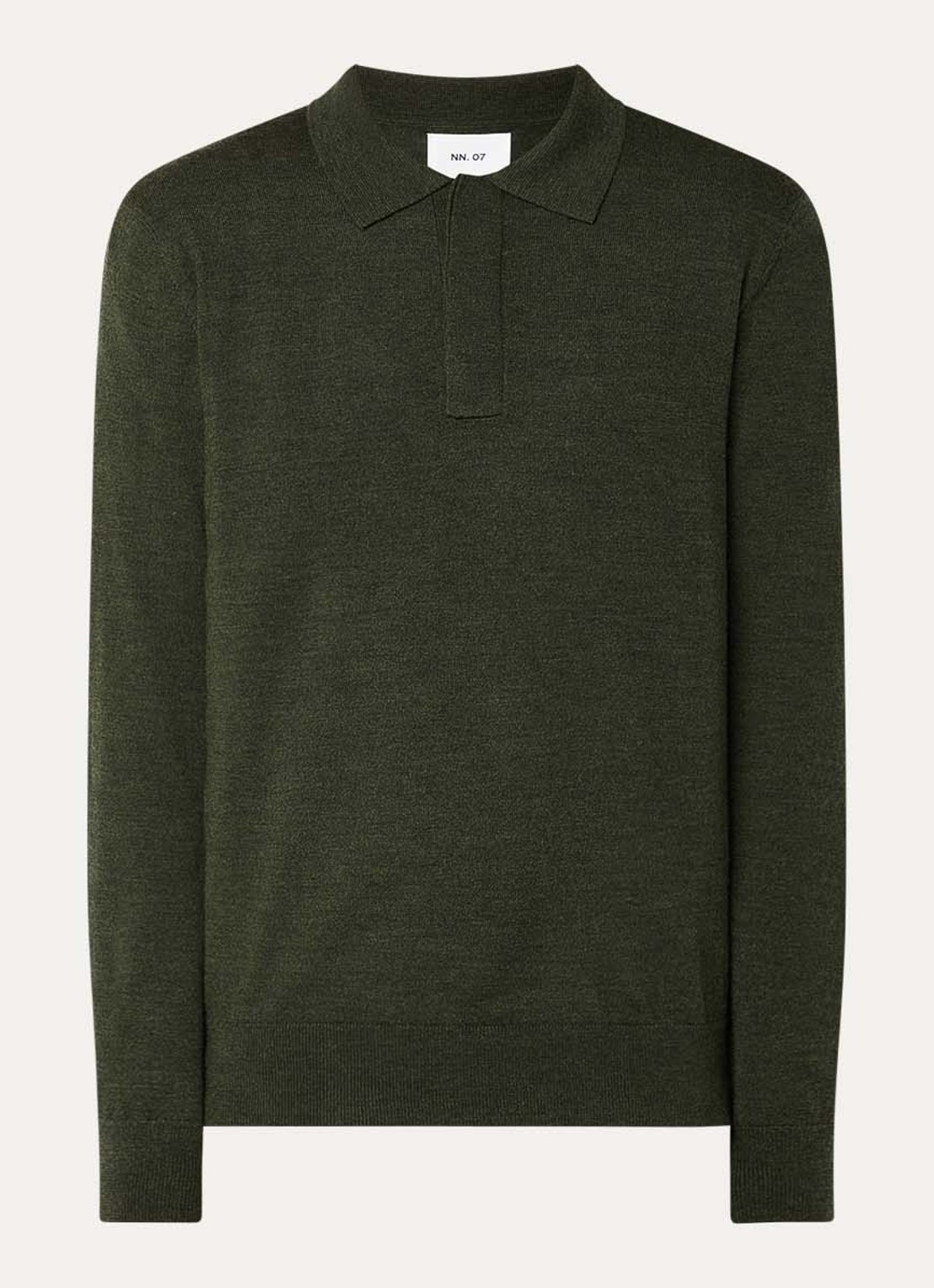 NN.07 Fijngebreide pullover van wol met polokraag - voorkant 3 legergroen