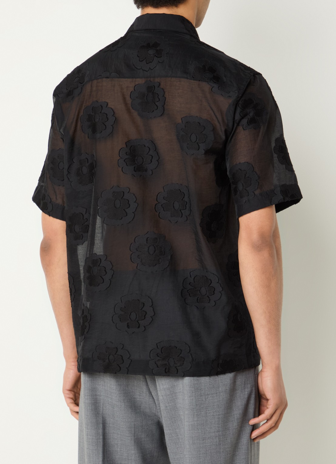 NN.07 Freddy overhemd met bloemenprint - achterkant 4 zwart