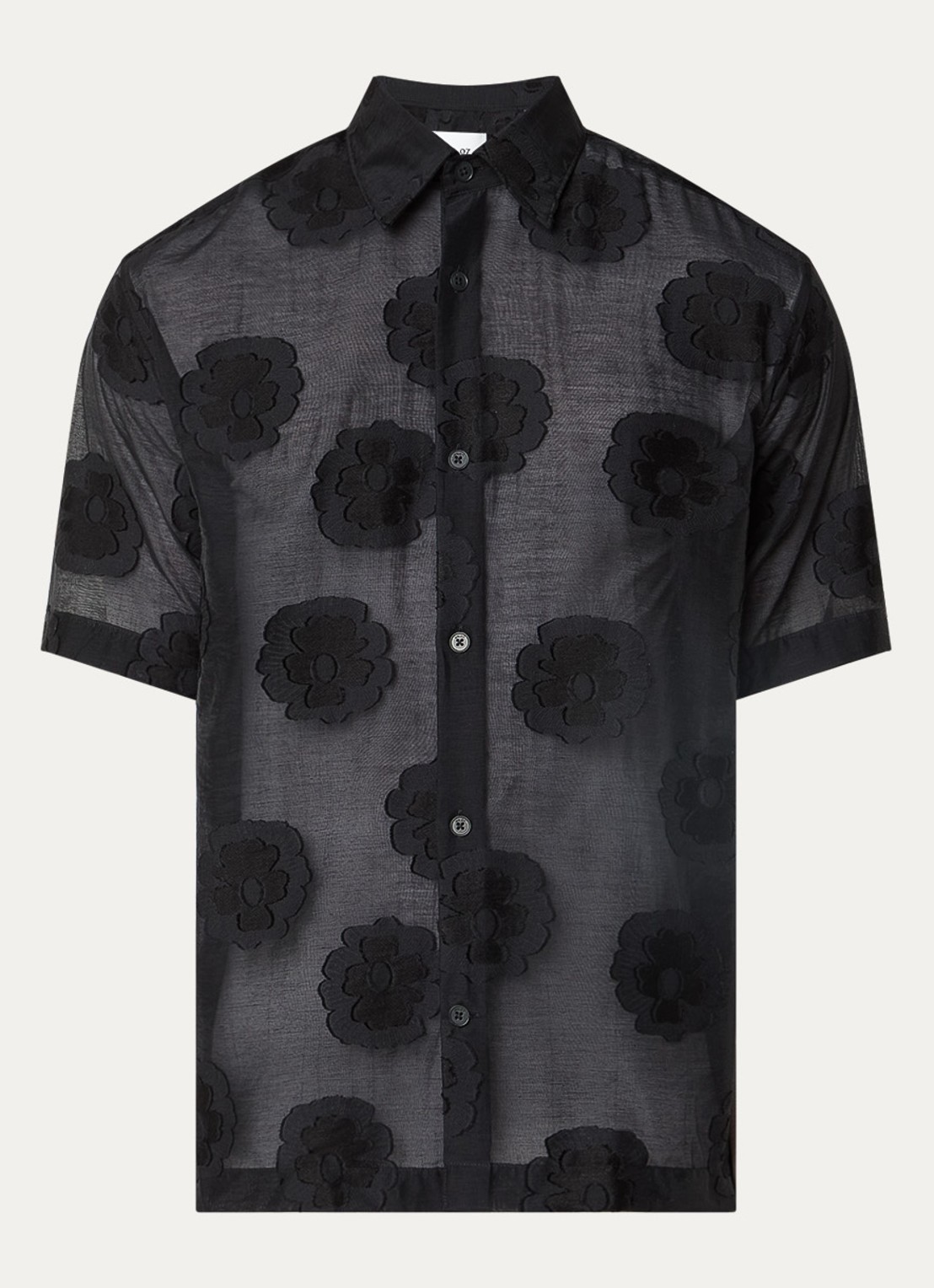 NN.07 Freddy overhemd met bloemenprint - voorkant 2 zwart