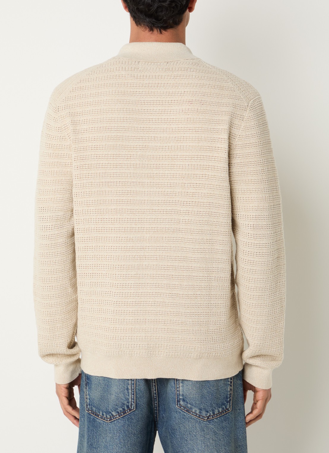 NN.07 Gustav grofgebreid vest met structuur - achterkant 4 beige