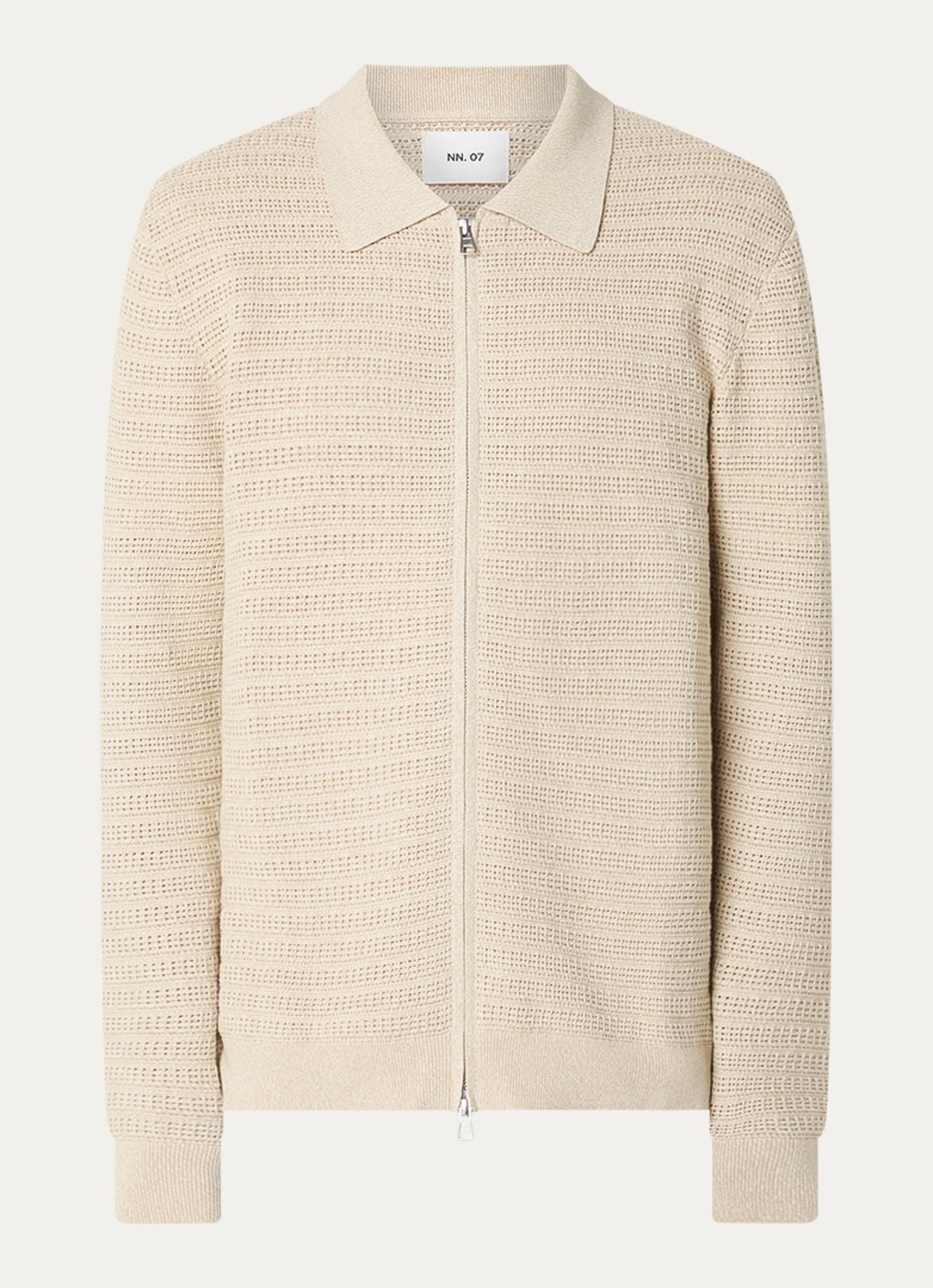 NN.07 Gustav grofgebreid vest met structuur - voorkant 2 beige