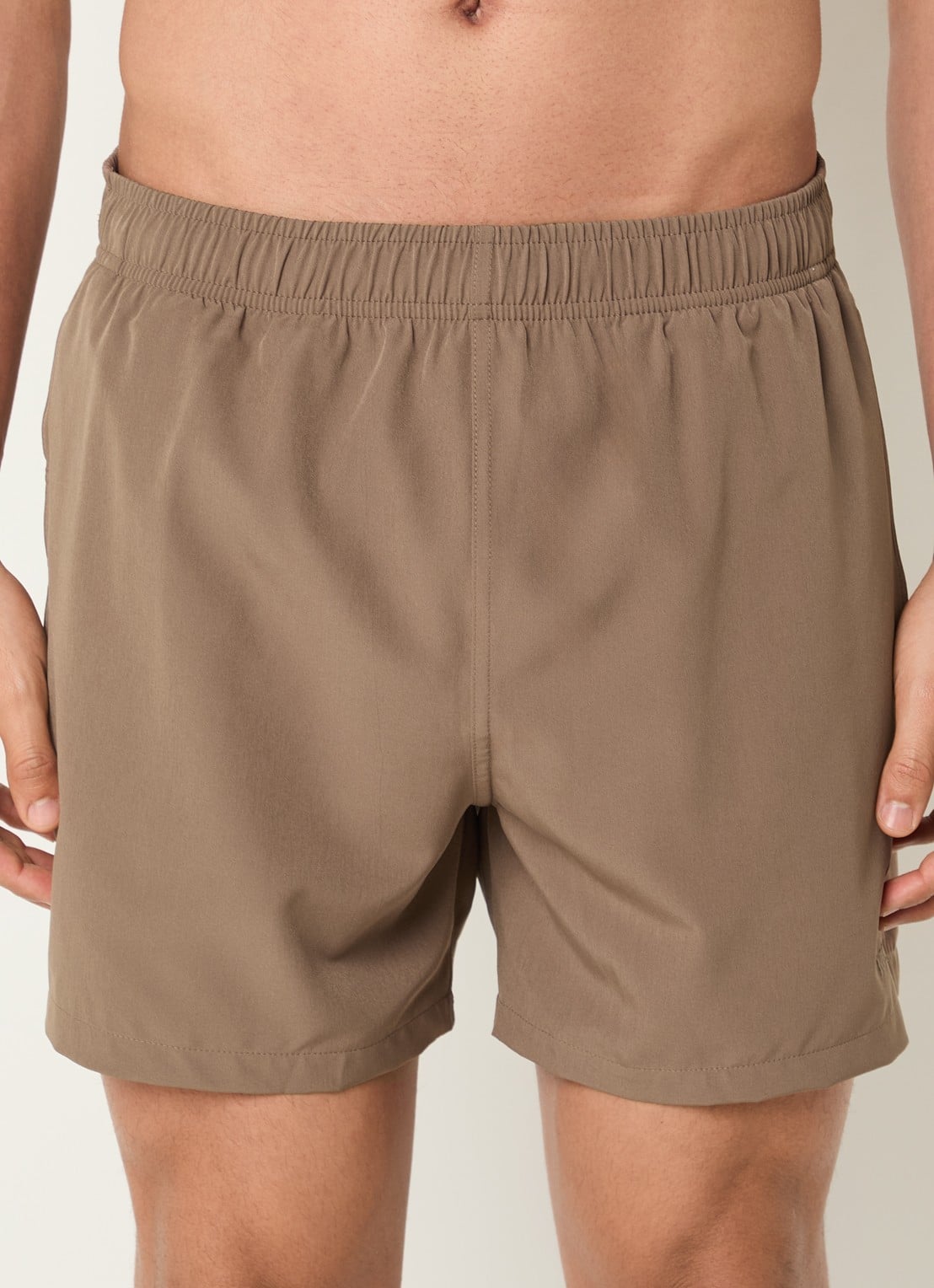 NN.07 Holiday zwemshort met steekzakken en logo - detail 4 lichtbruin