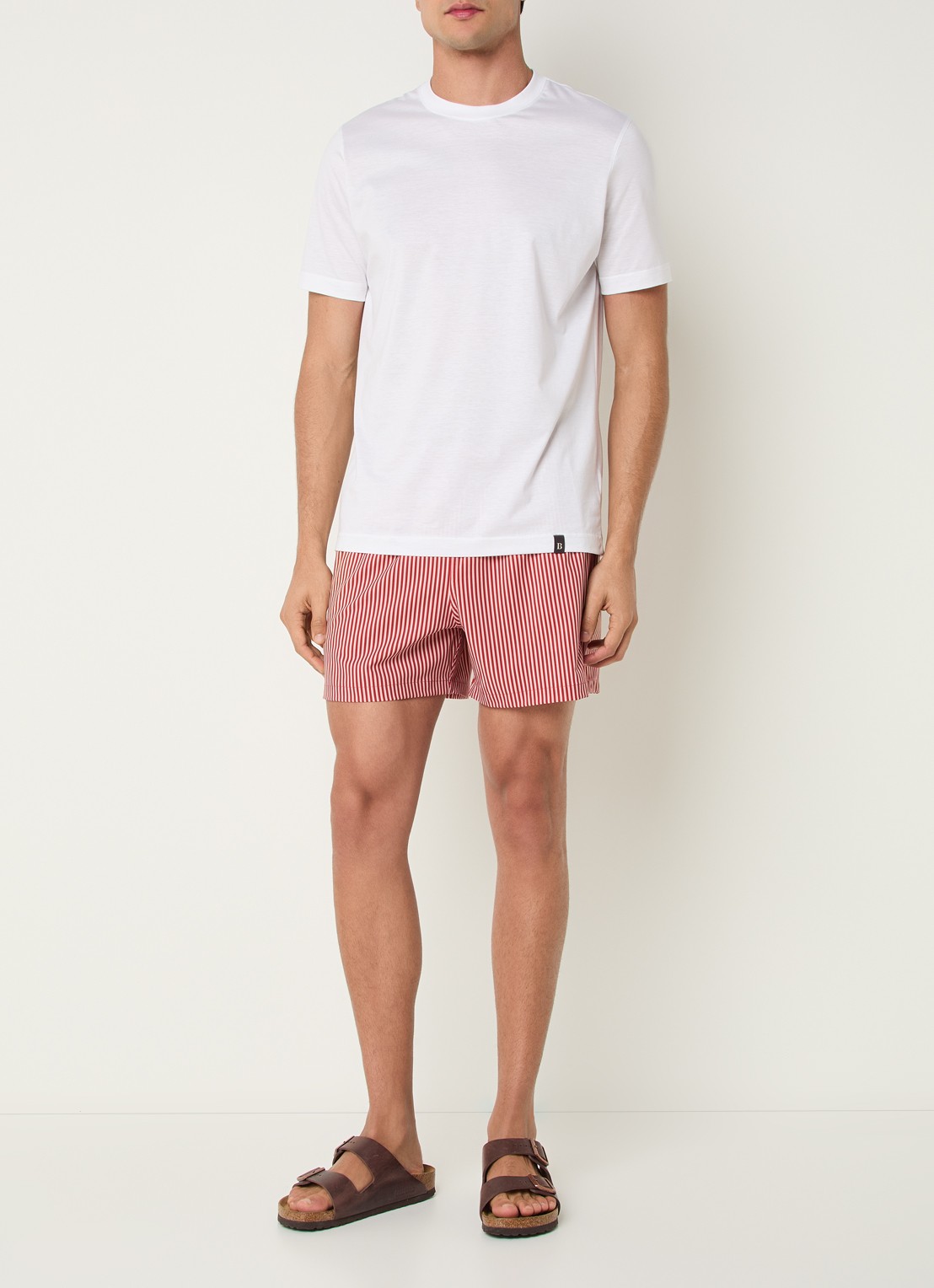 NN.07 Holiday zwemshort met steekzakken en logo - voorkant 4 kersenrood