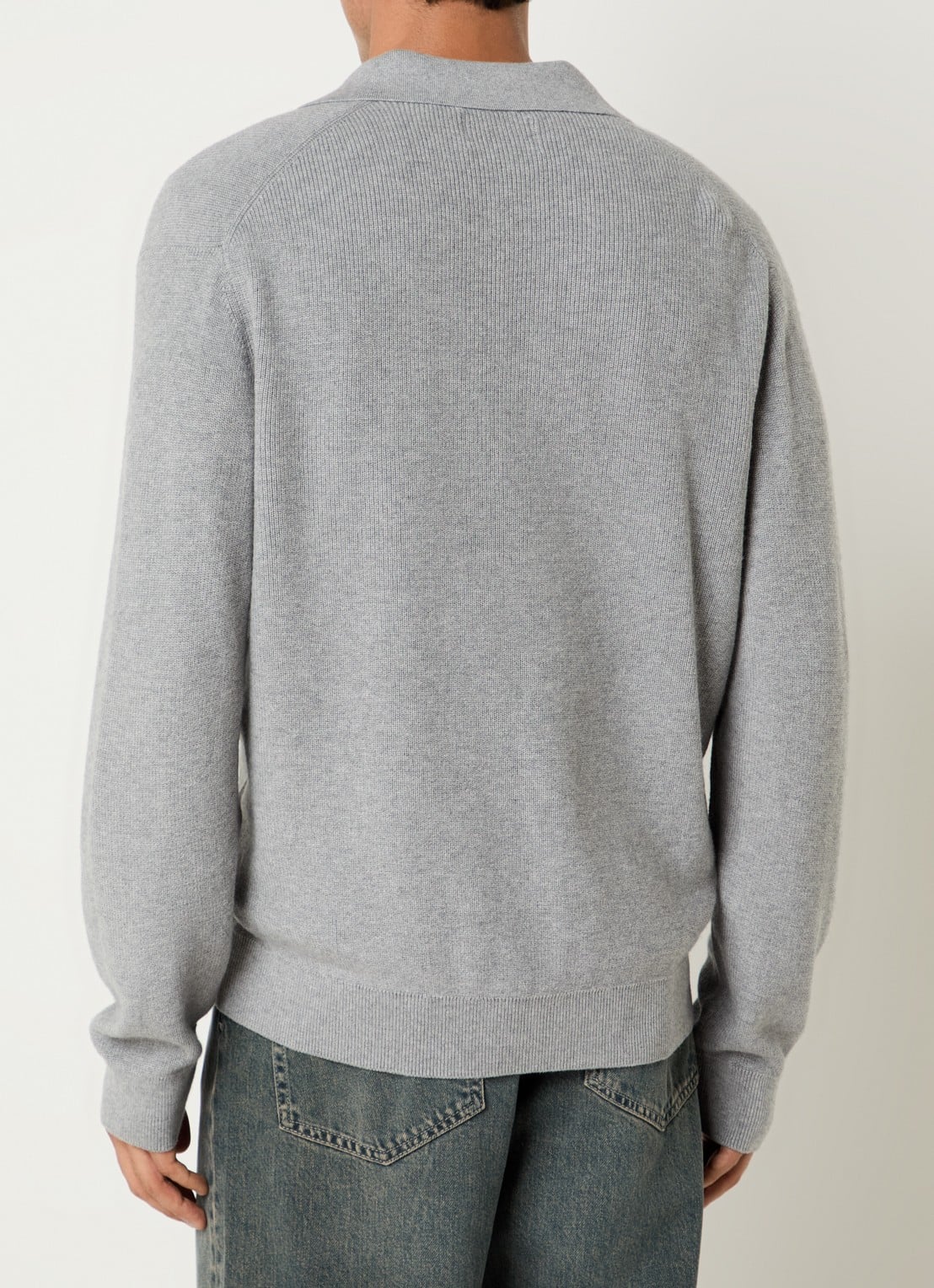 NN.07 Hope regular fit polo met ribstructuur - achterkant 2 grijsmele