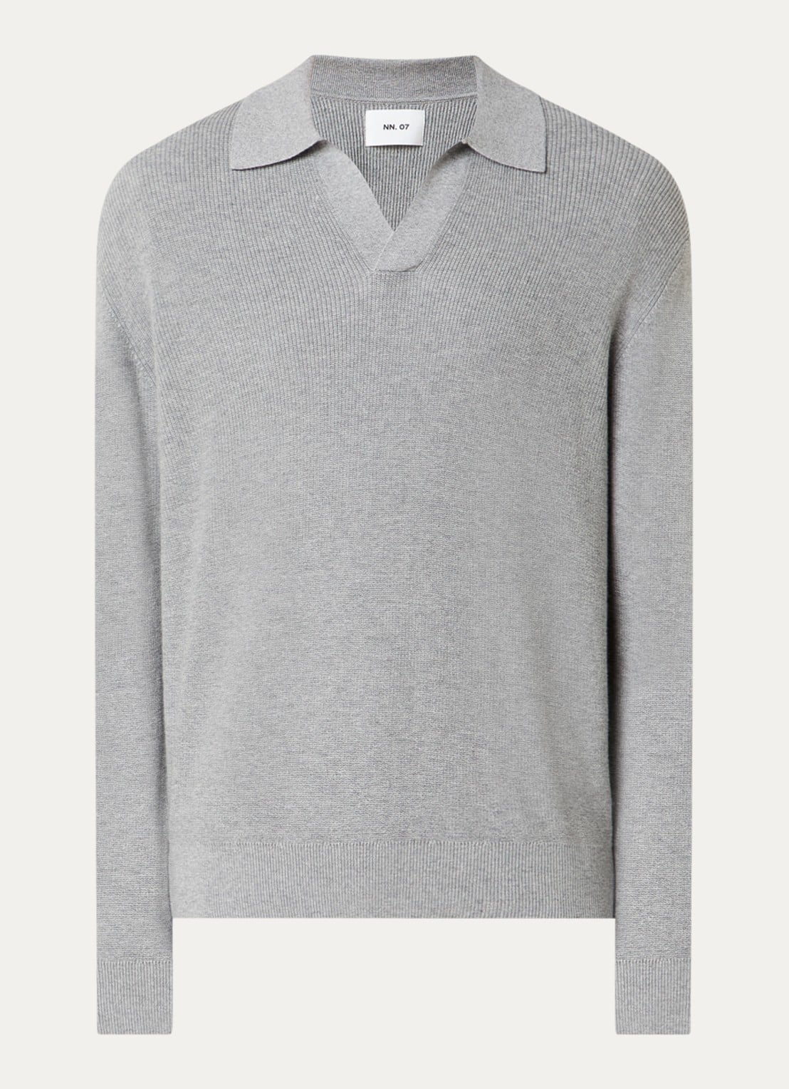 NN.07 Hope regular fit polo met ribstructuur - voorkant 3 grijsmele
