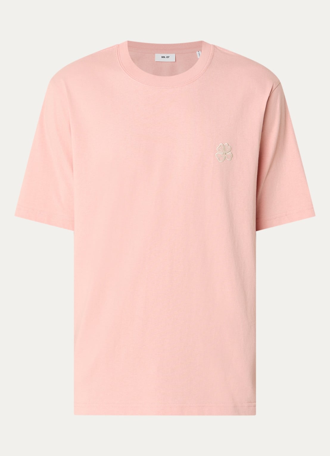NN.07 Jett T-shirt met borduring - voorkant abrikoos