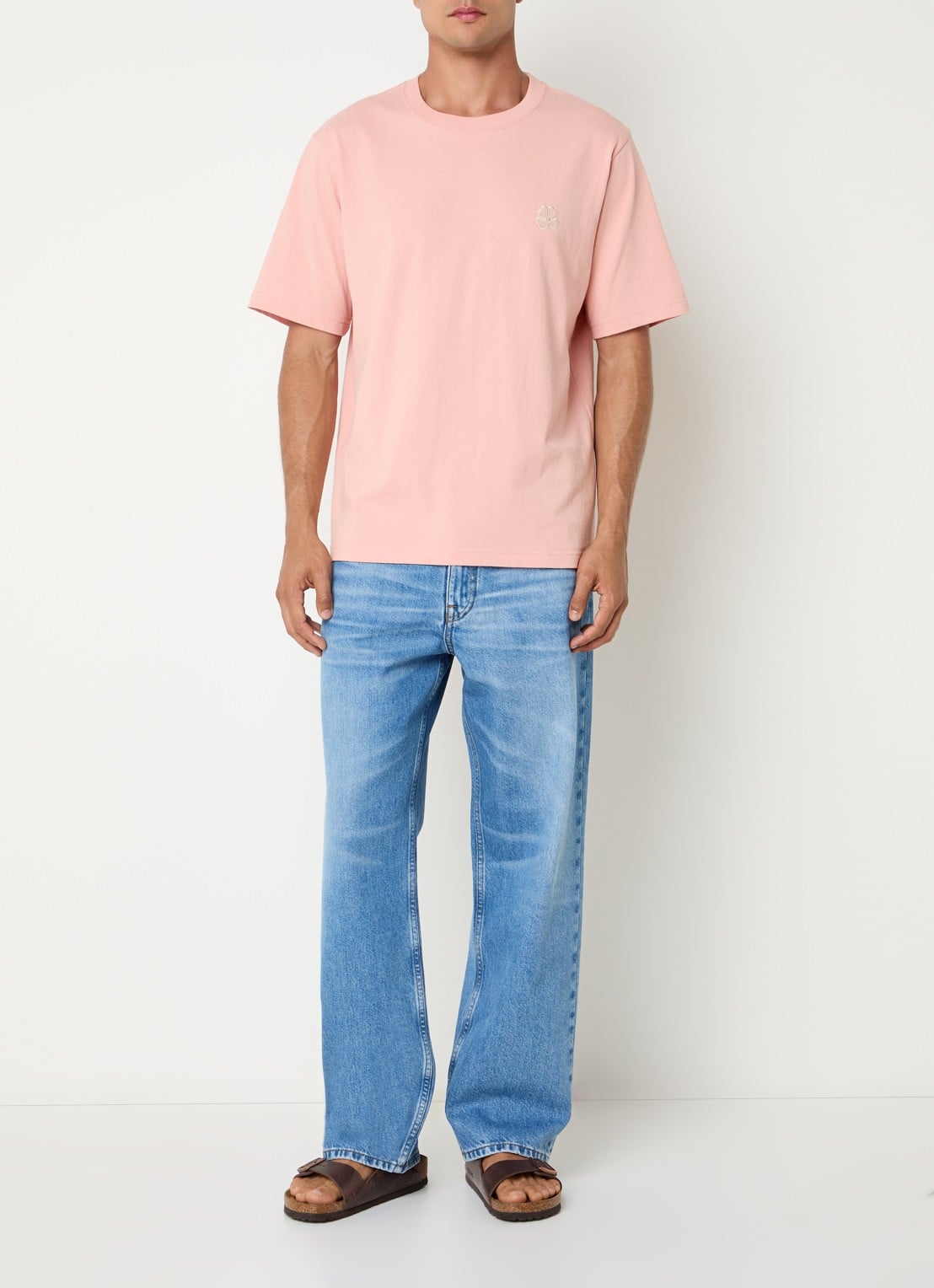 NN.07 Jett T-shirt met borduring - voorkant 2 abrikoos