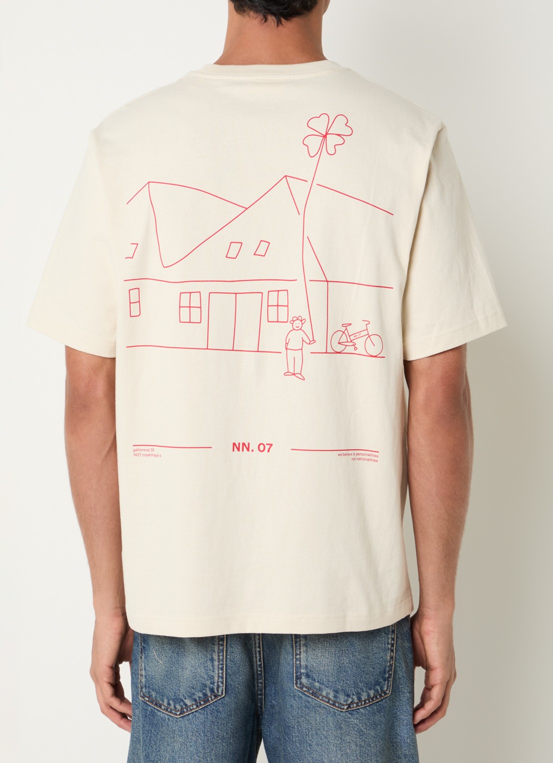 NN.07 Jett T-shirt met print - detail 3 ivoor