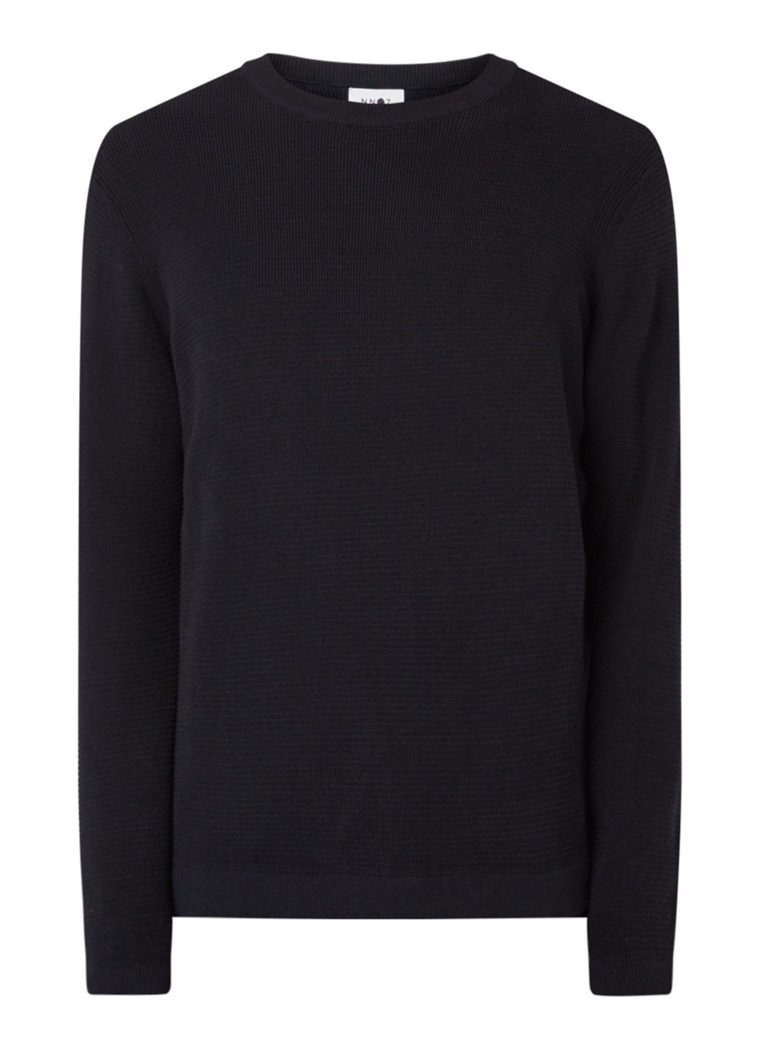 NN.07 Julian pullover van katoen met structuur - voorkant 2 donkerblauw