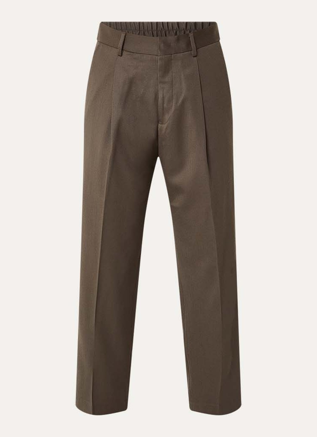 NN.07 Kay straight fit pantalon in wolblend met steekzakken - voorkant khaki
