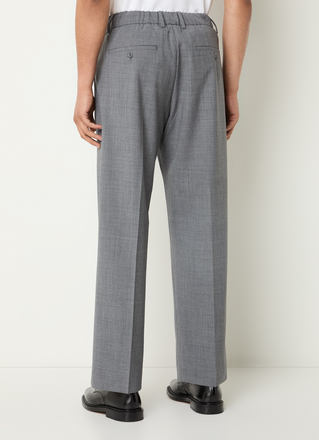 NN.07 Kay straight fit pantalon in wolblend met steekzakken - achterkant grijs