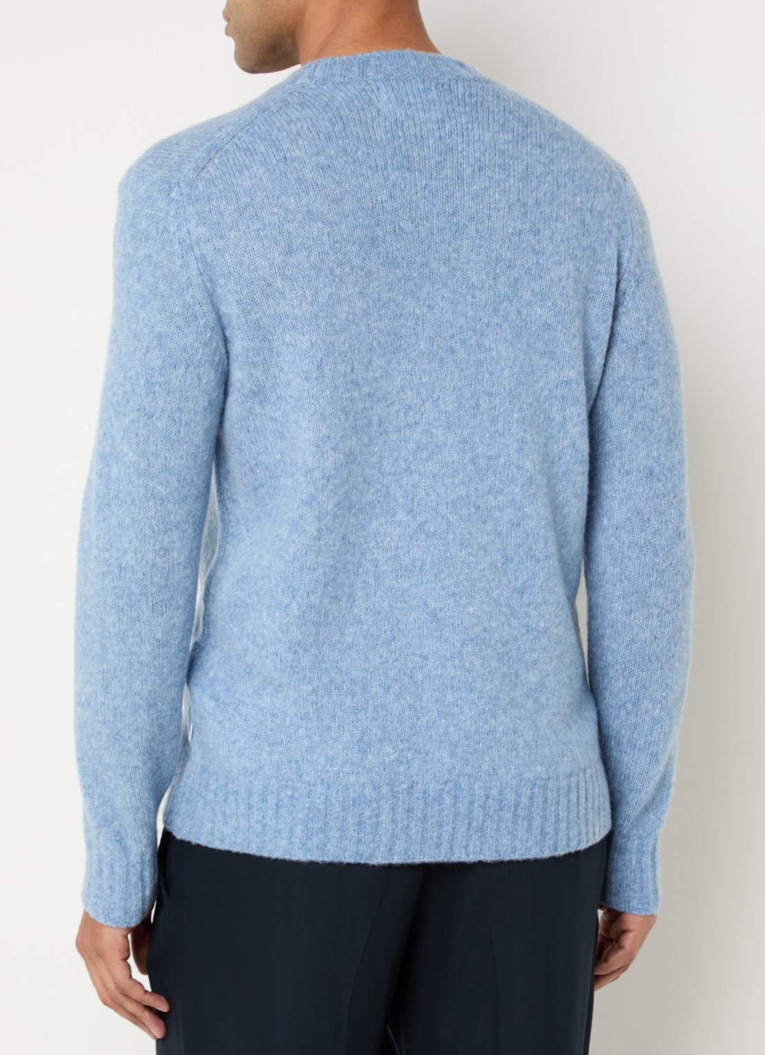 NN.07 Lee fijngebreide pullover in merino wolblend - achterkant 4 staalblauw