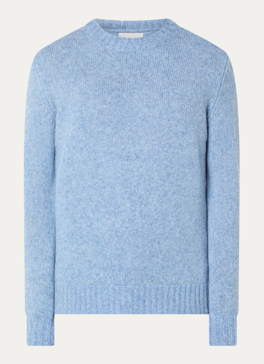 NN.07 Lee fijngebreide pullover in merino wolblend - voorkant staalblauw