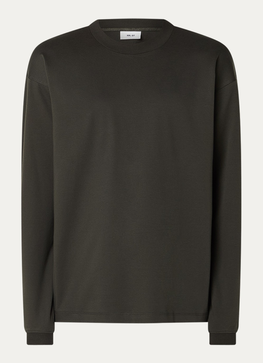 NN.07 Lionel longsleeve met ronde hals - voorkant 2 bronsgroen