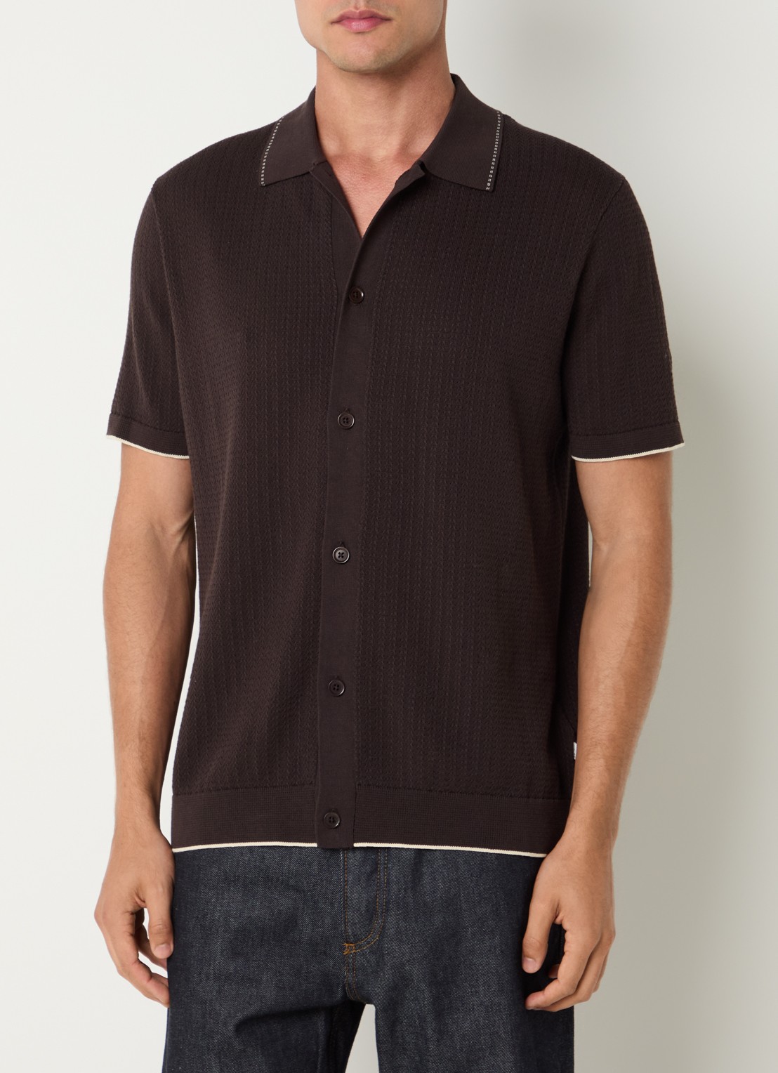 NN.07 Nalo grofgebreid vest met structuur - detail 3 bruin