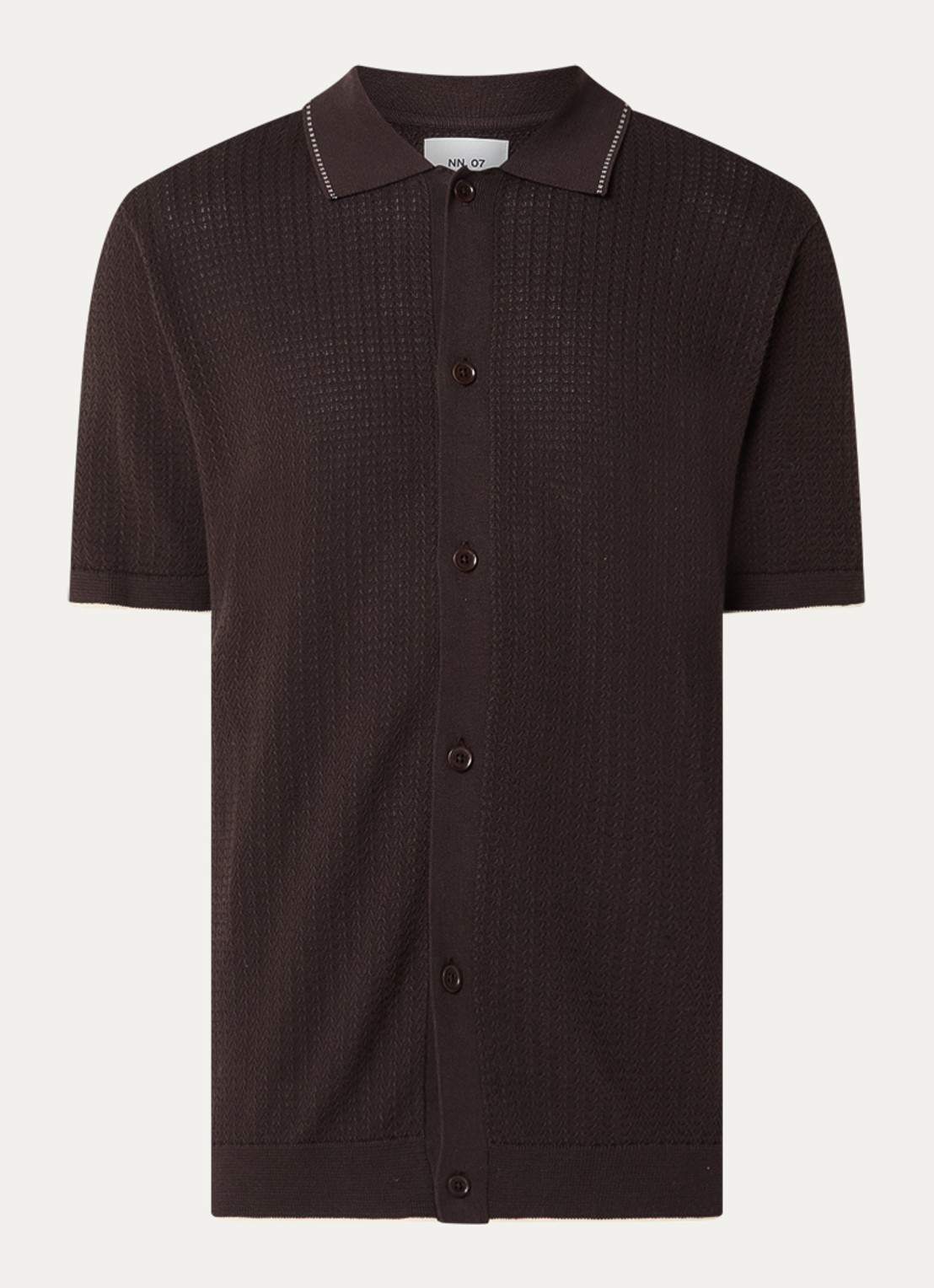 NN.07 Nalo grofgebreid vest met structuur - voorkant bruin