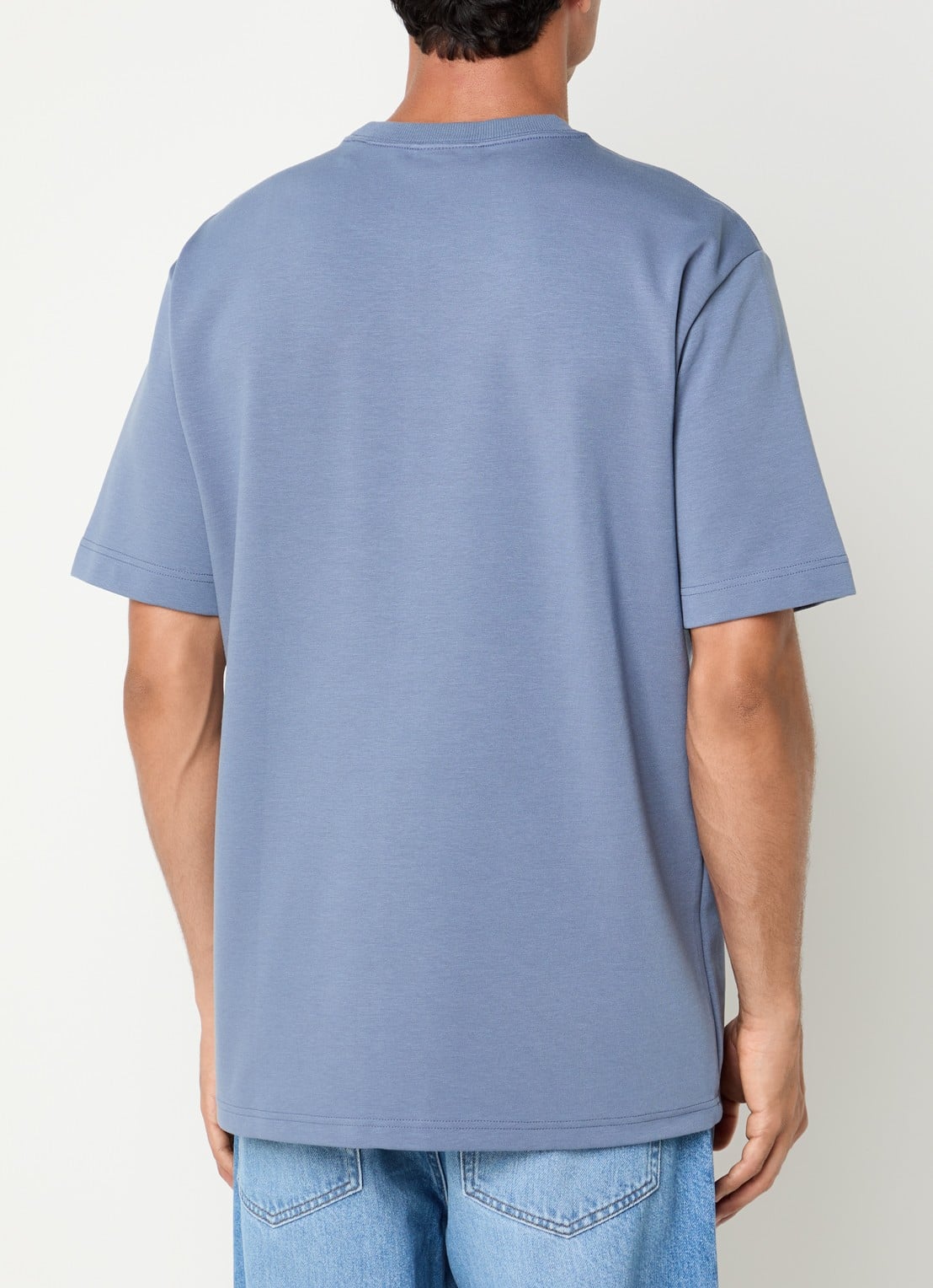 NN.07 Nat T-shirt met ronde hals - achterkant staalblauw