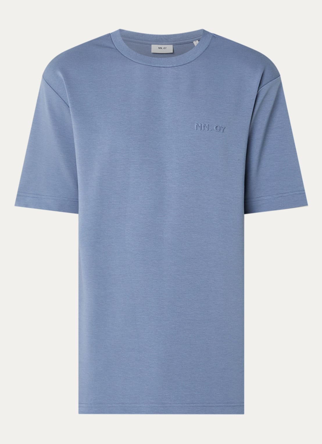 NN.07 Nat T-shirt met ronde hals - voorkant 3 staalblauw
