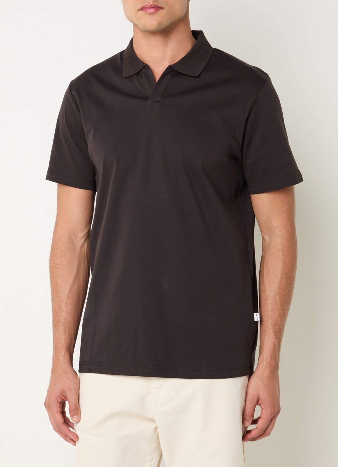 NN.07 Paul regular fit polo met kraag - detail donkerbruin