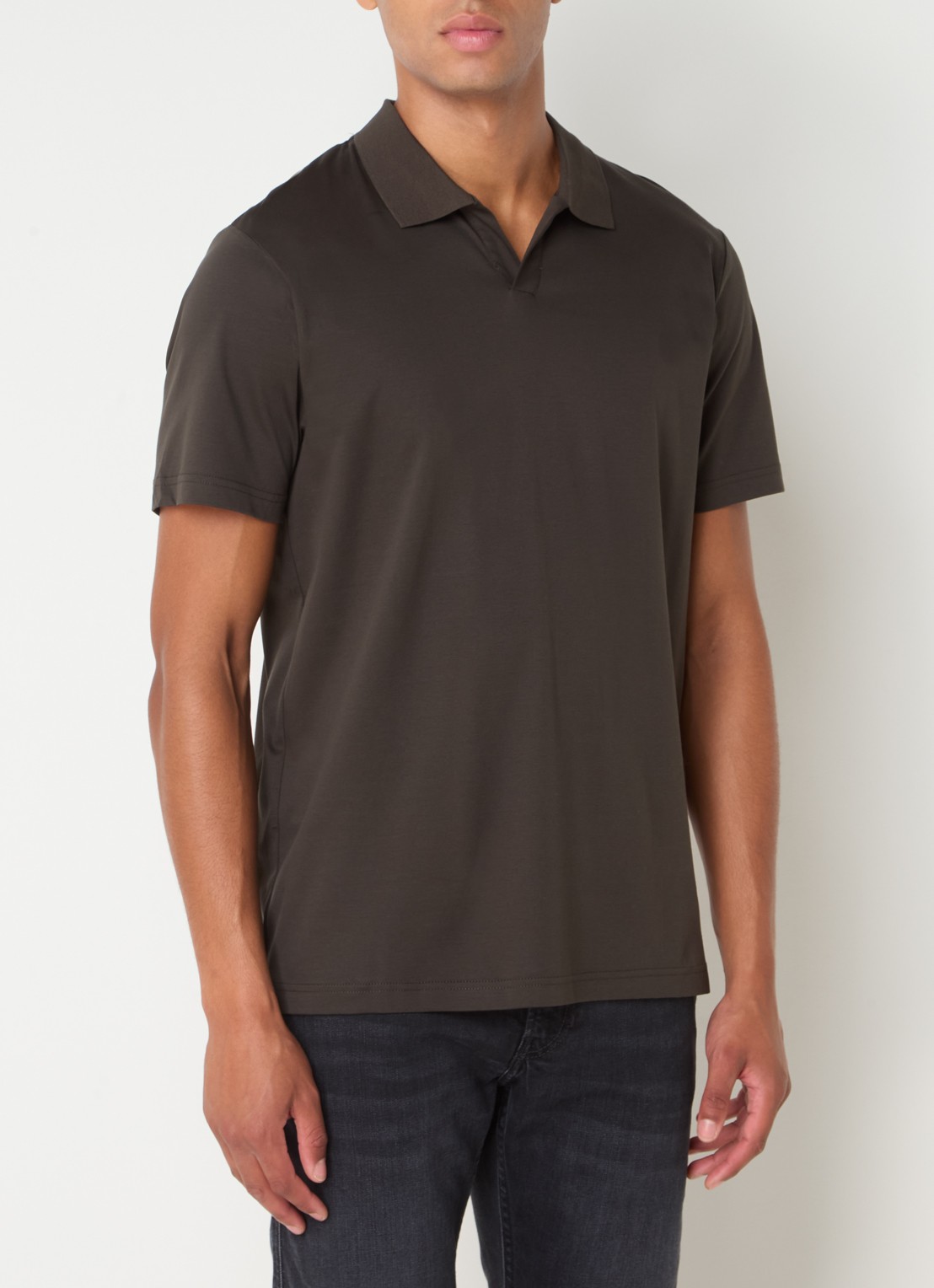 NN.07 Paul regular fit polo van  katoen - detail 2 donkerbruin