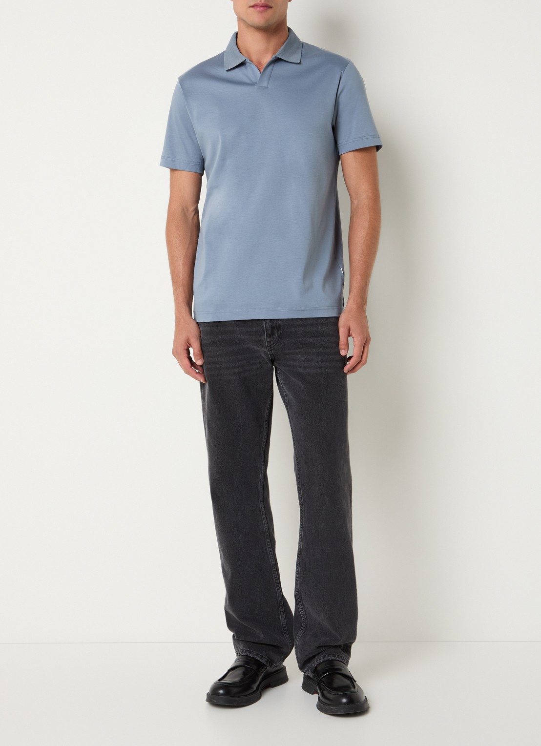 NN.07 Paul regular fit polo van katoen - voorkant 2 blauwgrijs