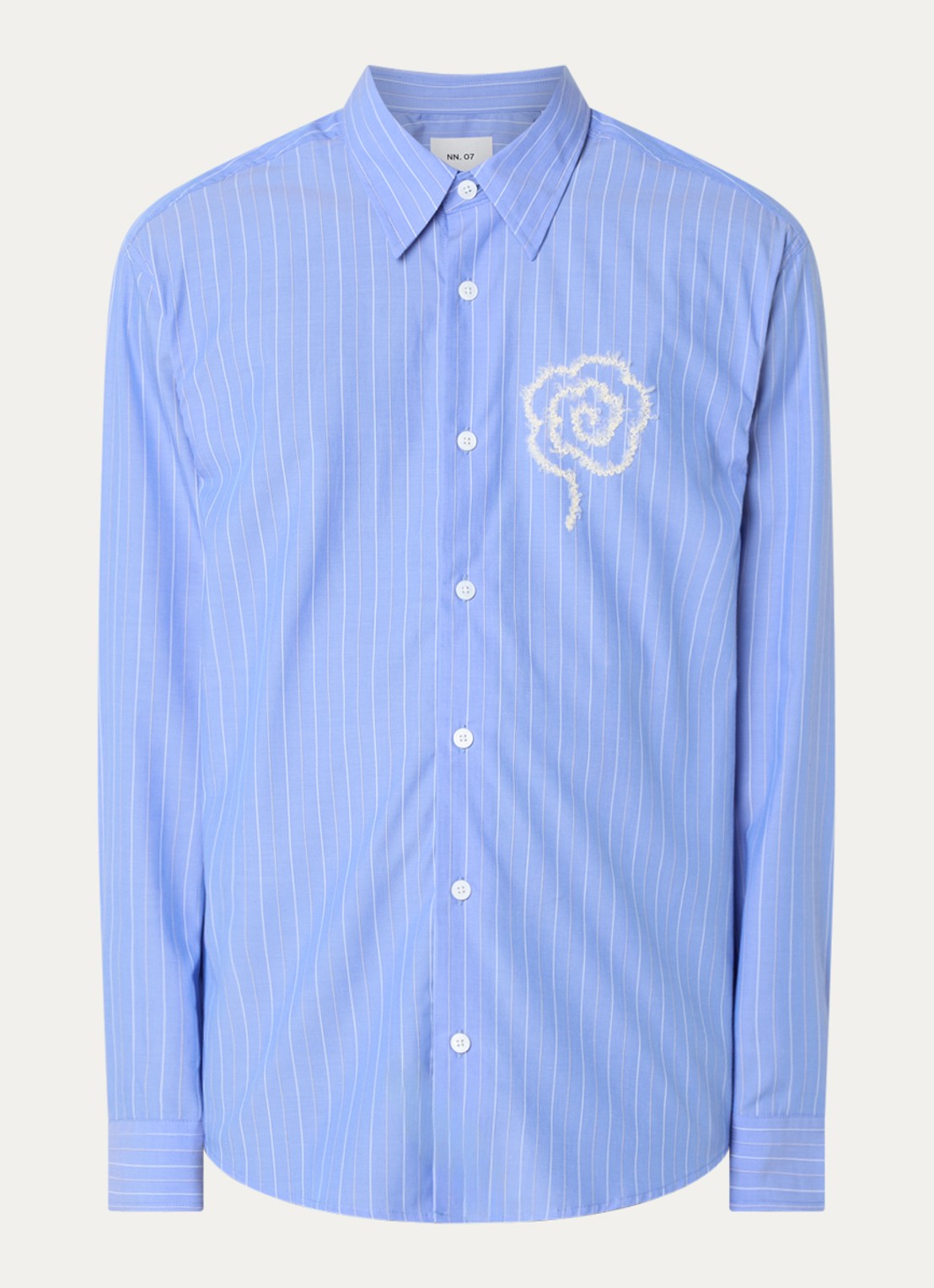 NN.07 Quincy overhemd met streepprint - voorkant 2 blauw