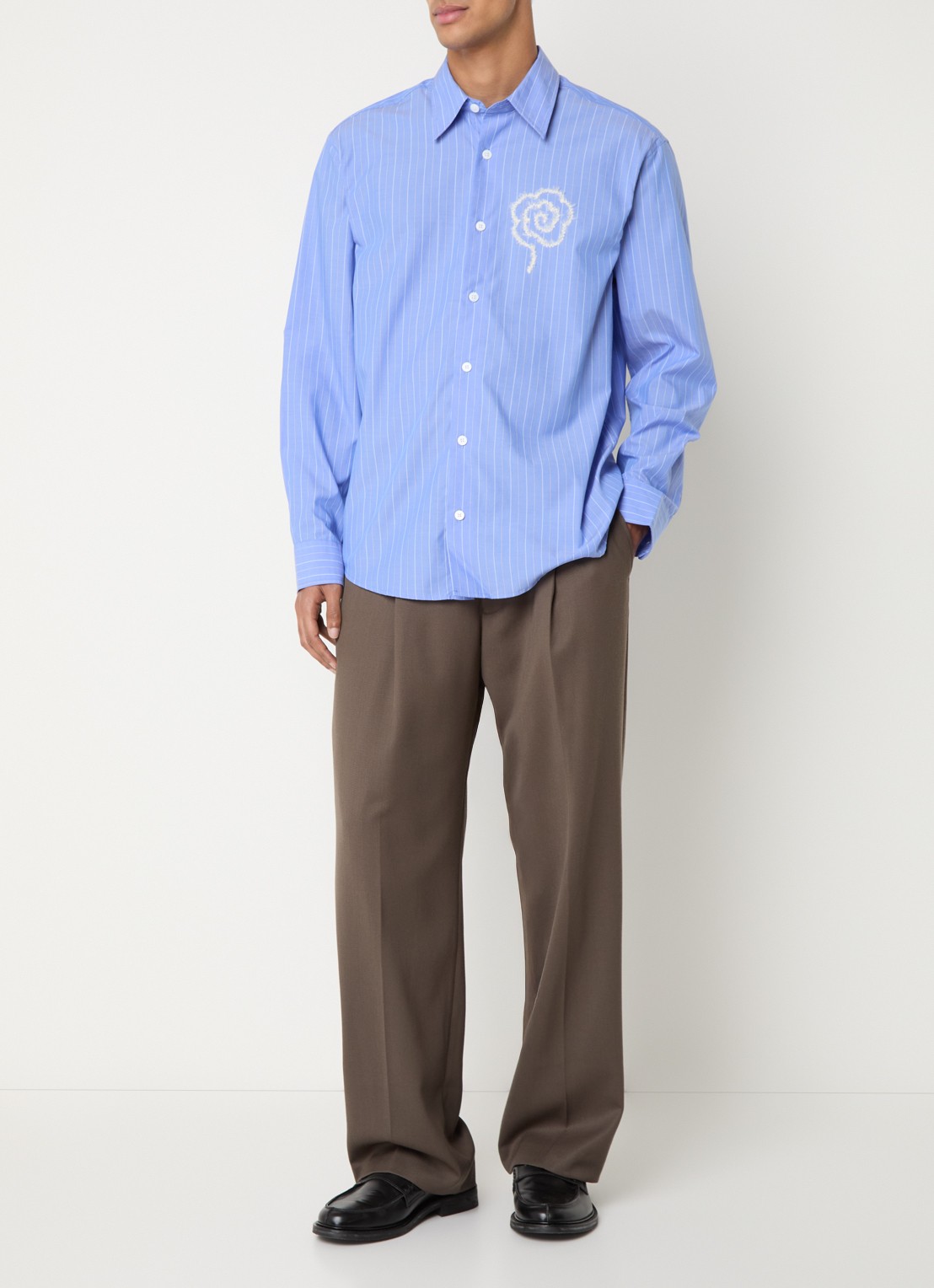 NN.07 Quincy overhemd met streepprint - voorkant 3 blauw