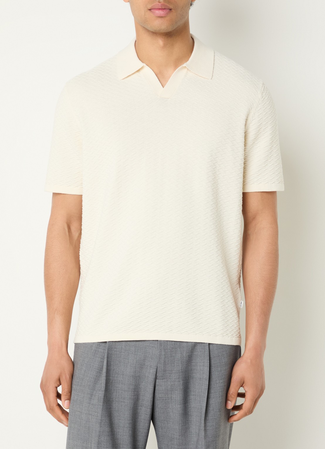 NN.07 Regular fit polo met structuur - detail 4 ivoor